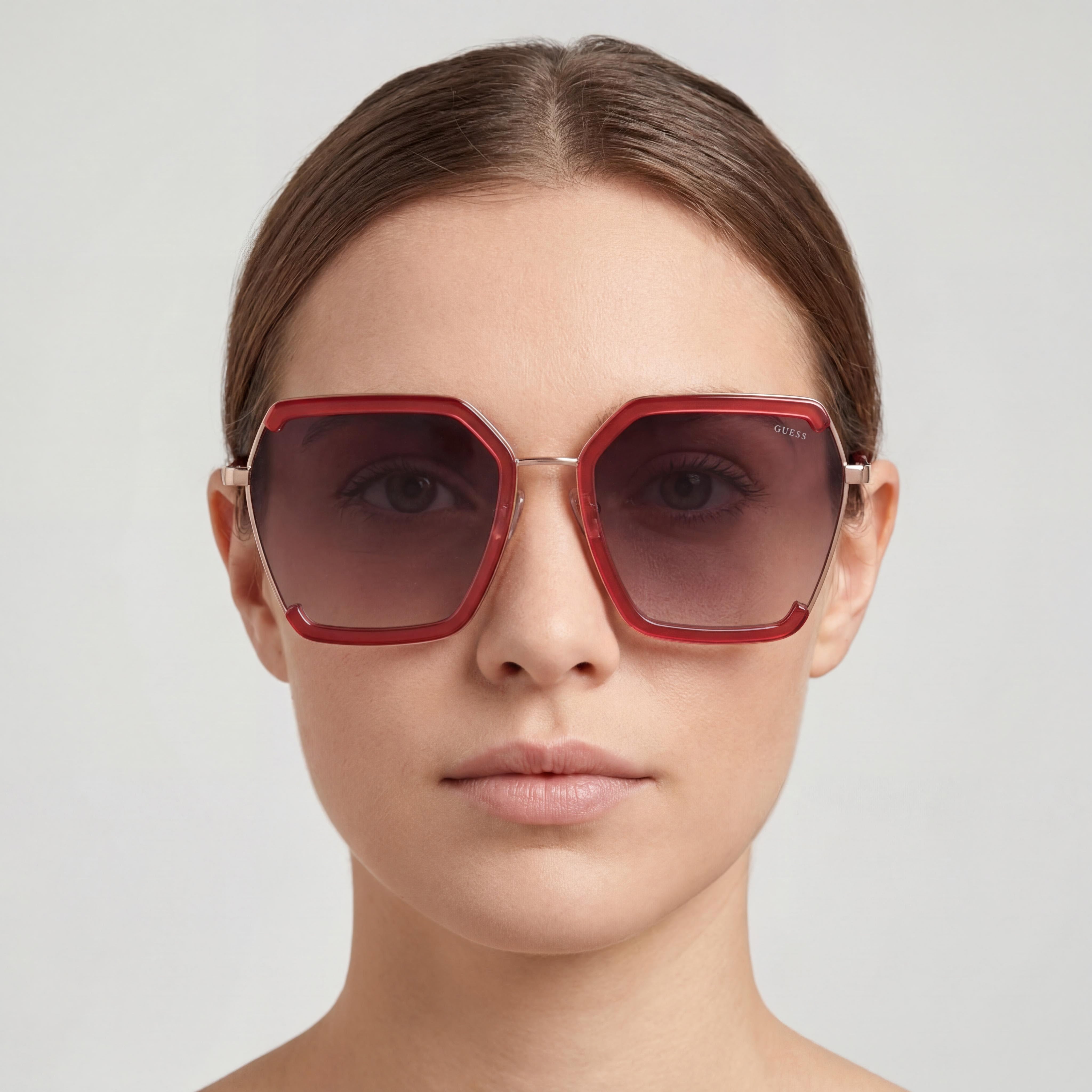Gafas de sol GUESS GF0418 para mujer, diseño de mariposa, metal, burdeos brillante, degradado, no polarizadas, UV400, 58 mm, Photo 5