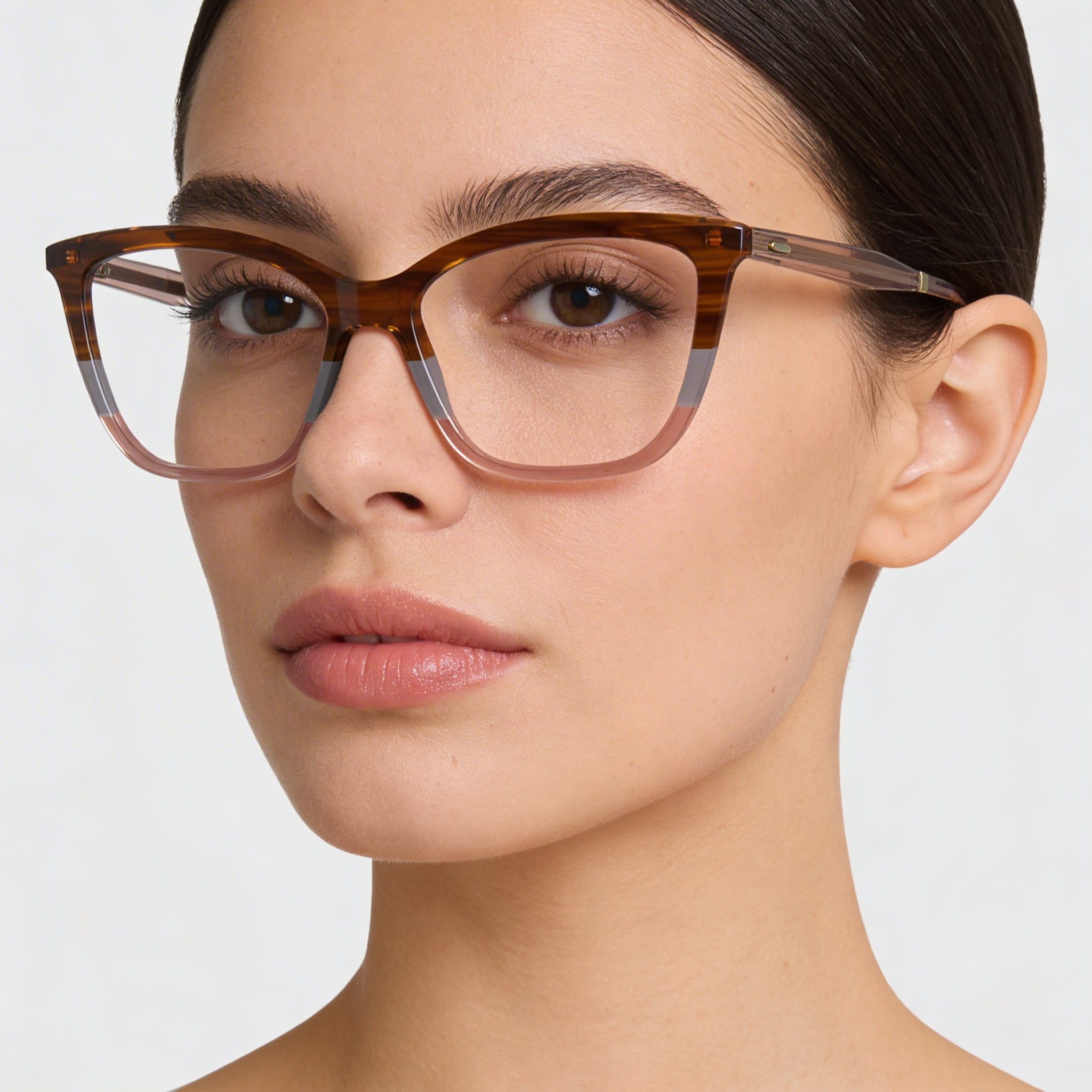 Calvin Klein Women's Modern Acetate Frame Sunglasses, Striped Brown Grey Rose, Non-Polarised Lenses, 53mm, Photo 4