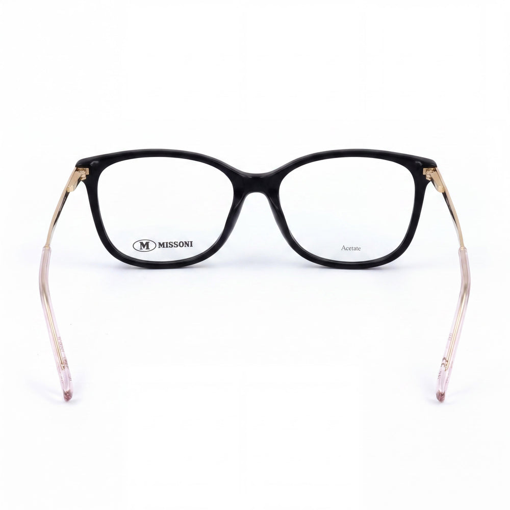 M Missoni Women's Eyewear Black Acetate Rectangular Optical Frames Size 54mm Lens, 16mm Bridge, 145mm Temple