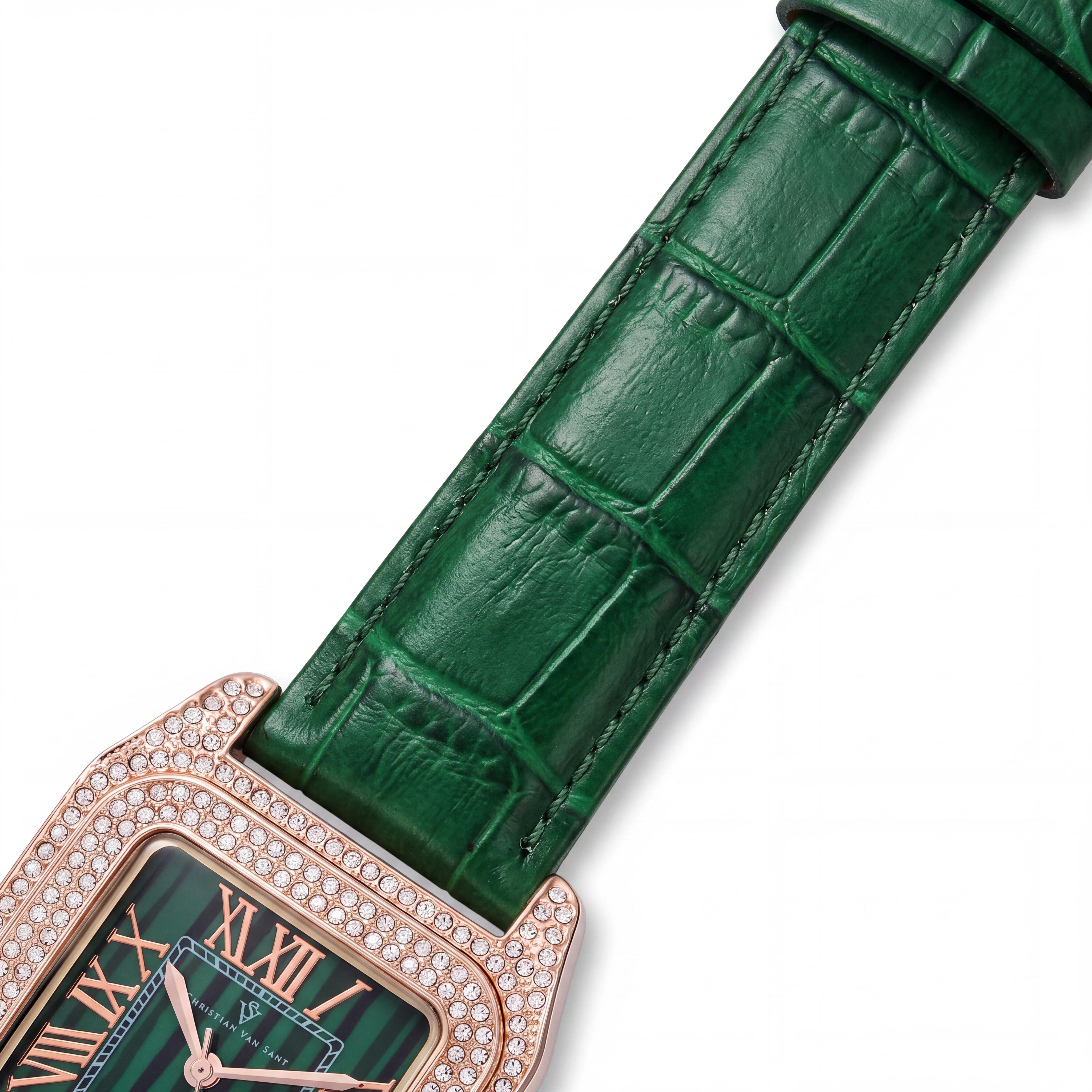 Christian Van Sant CV4424 Women's Quartz Movement Watch with Green Dial, Leather Strap, Timer, Slide-Rule, Water Resistant, 41mm, Photo 3