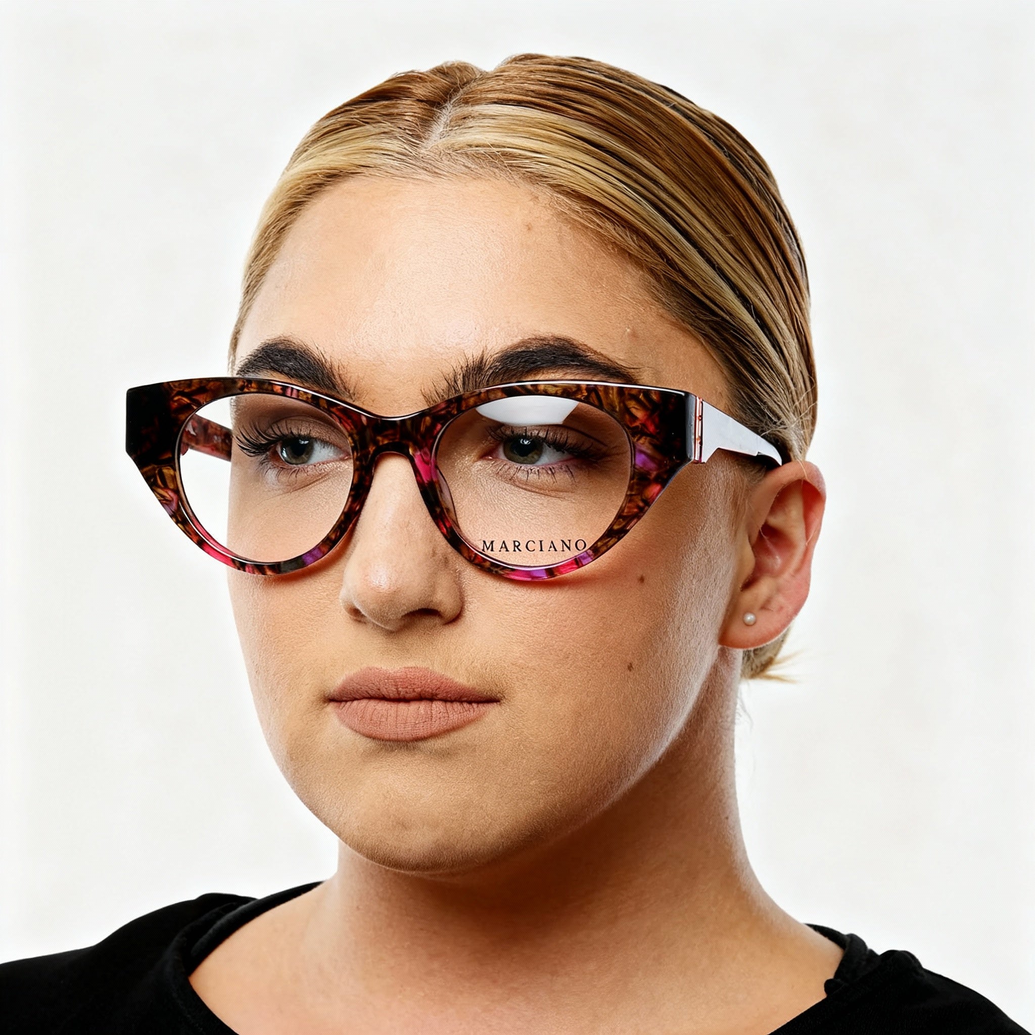 GUESS S7221427 Women's Cat Eye Eyeglasses Rose Pink Brown Pantographed Plastic 49-18-140, Photo 4