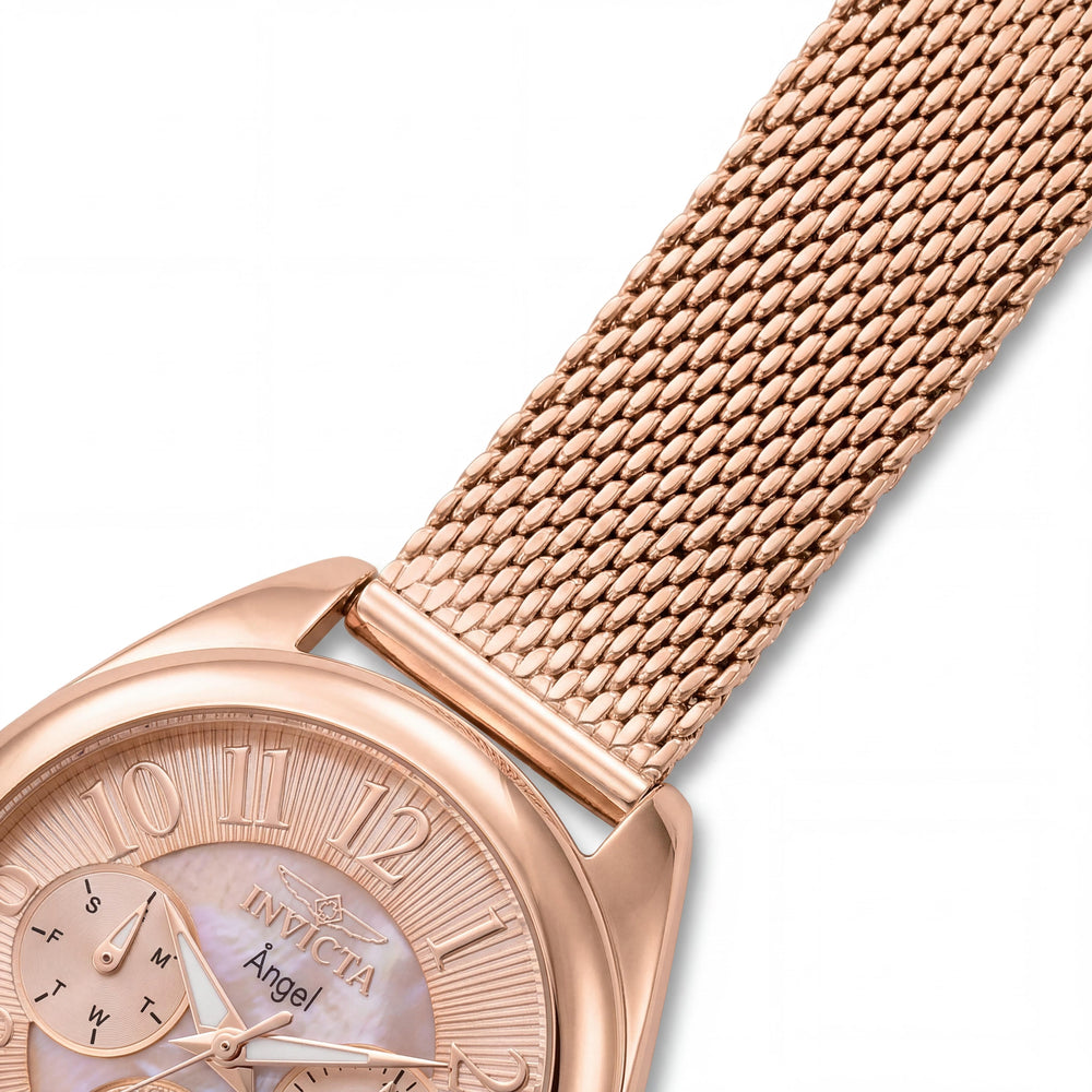 Invicta Angel Collection 27454 Reloj de cuarzo para mujer, acero inoxidable oro rosa de 35 mm, resistente al agua