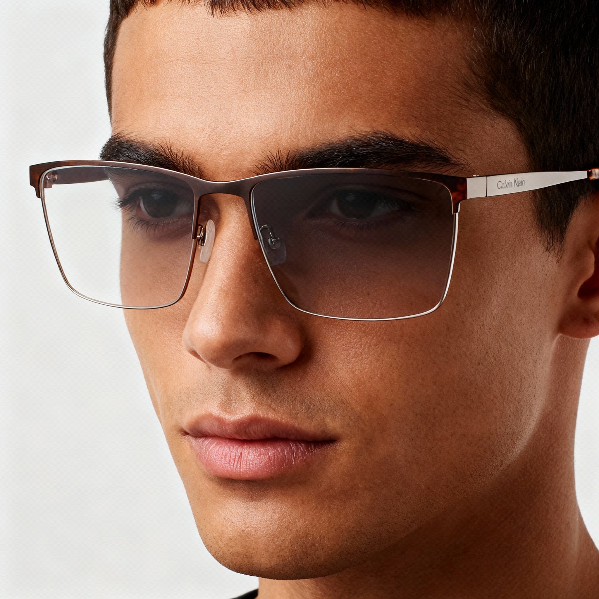 Calvin Klein CK22102 Unisex Metal Full Rim Rectangle Prescription Ready Eyeglasses Black Gun Metal 57-17-145mm, Photo 5