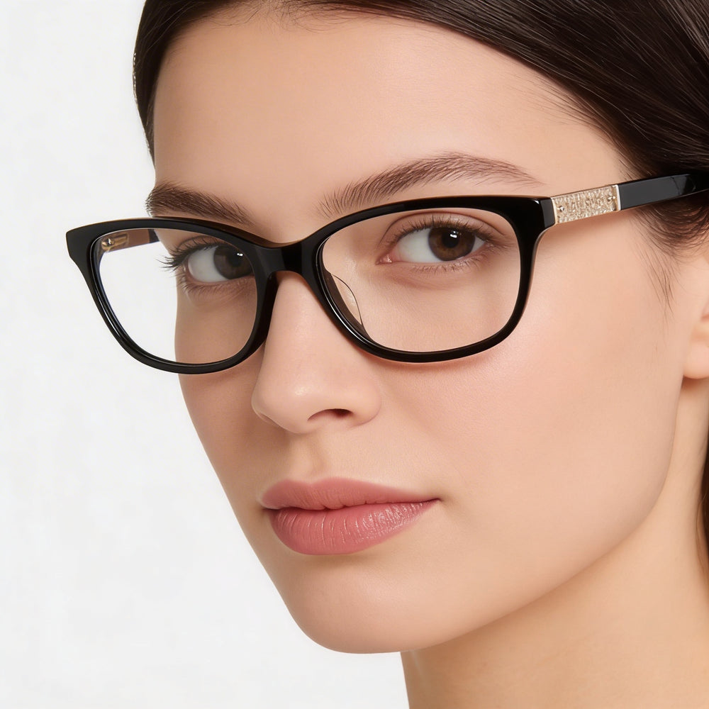 kate spade new york Gafas informales para mujer con montura de plástico negro brillante y lentes de policarbonato, 49 mm