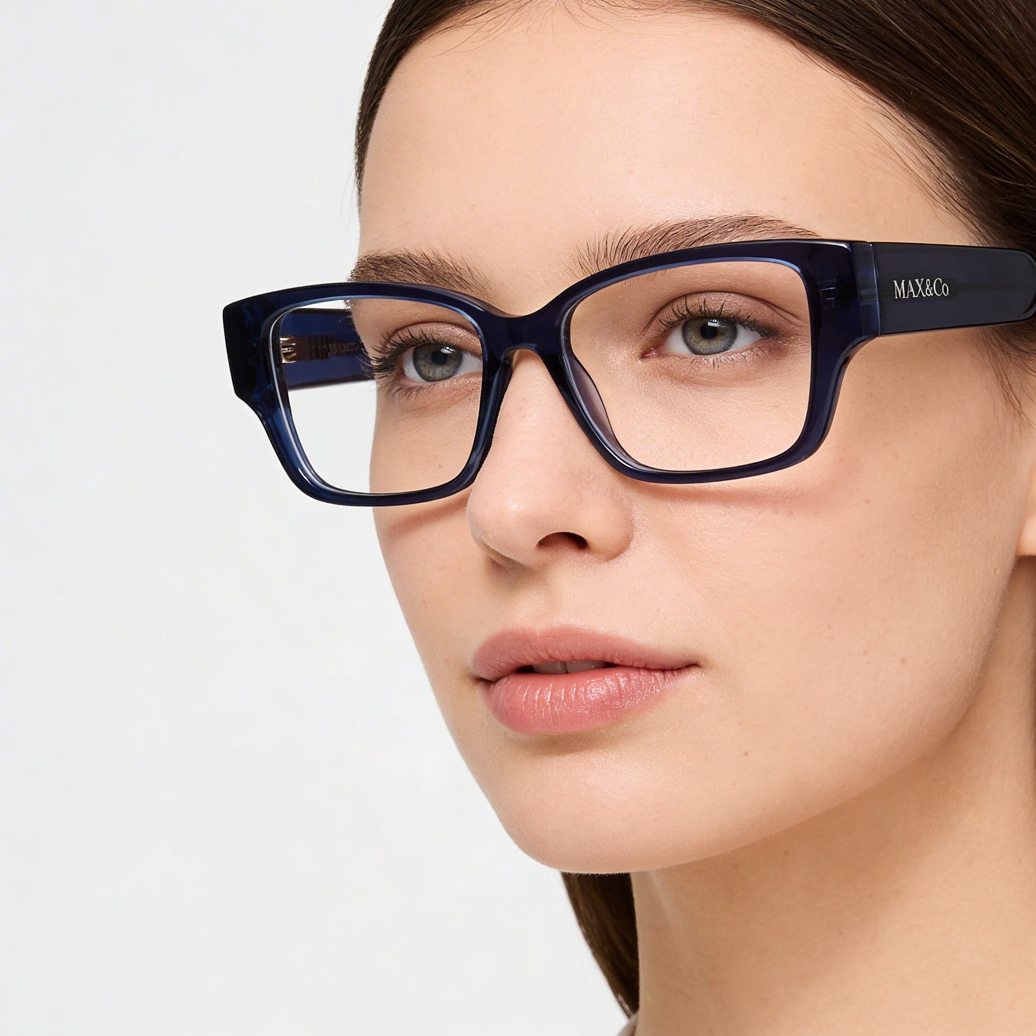 Max & Co. Women's Rectangular Blue Plastic Eyeglass Frames, 52mm Lens Width, 15mm Bridge Width, 140mm Temple Length, Photo 4