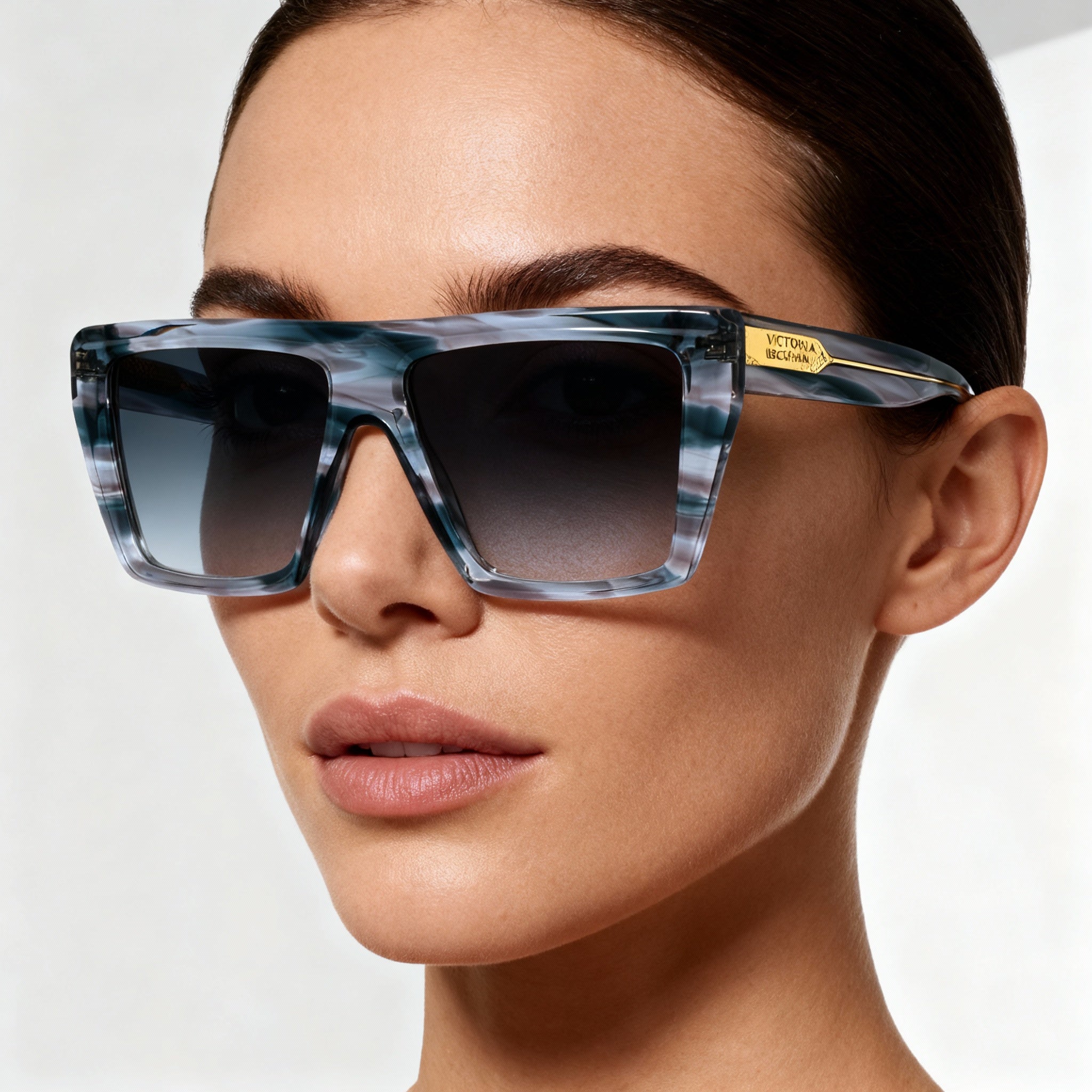 Victoria Beckham VB686S Women's Grey Horn Rectangular Acetate Sunglasses 56-15-145, Photo 4