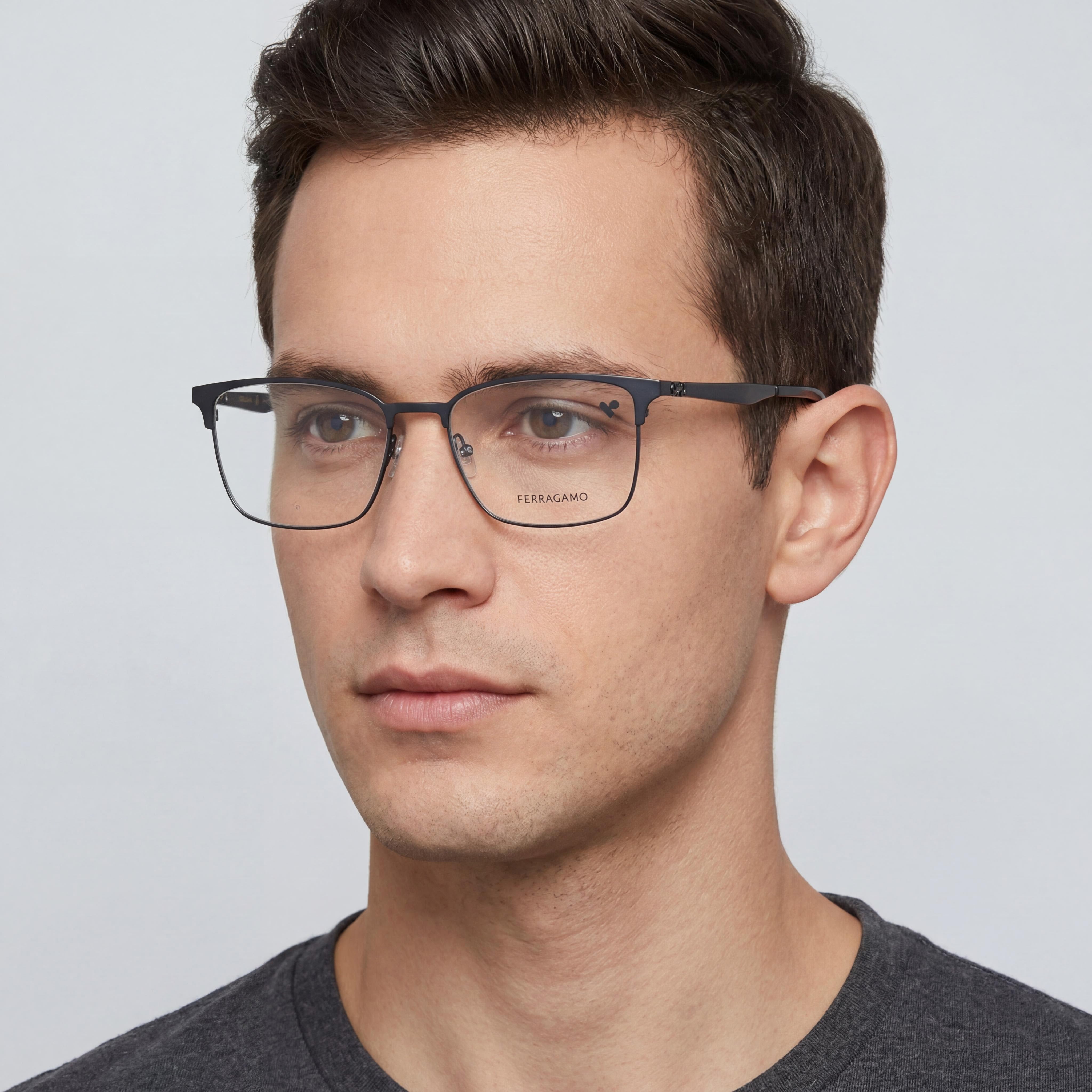 Gafas Salvatore Ferragamo Sf2226 para hombre con montura de acetato negro mate de 53 mm y lentes de policarbonato, Photo 3