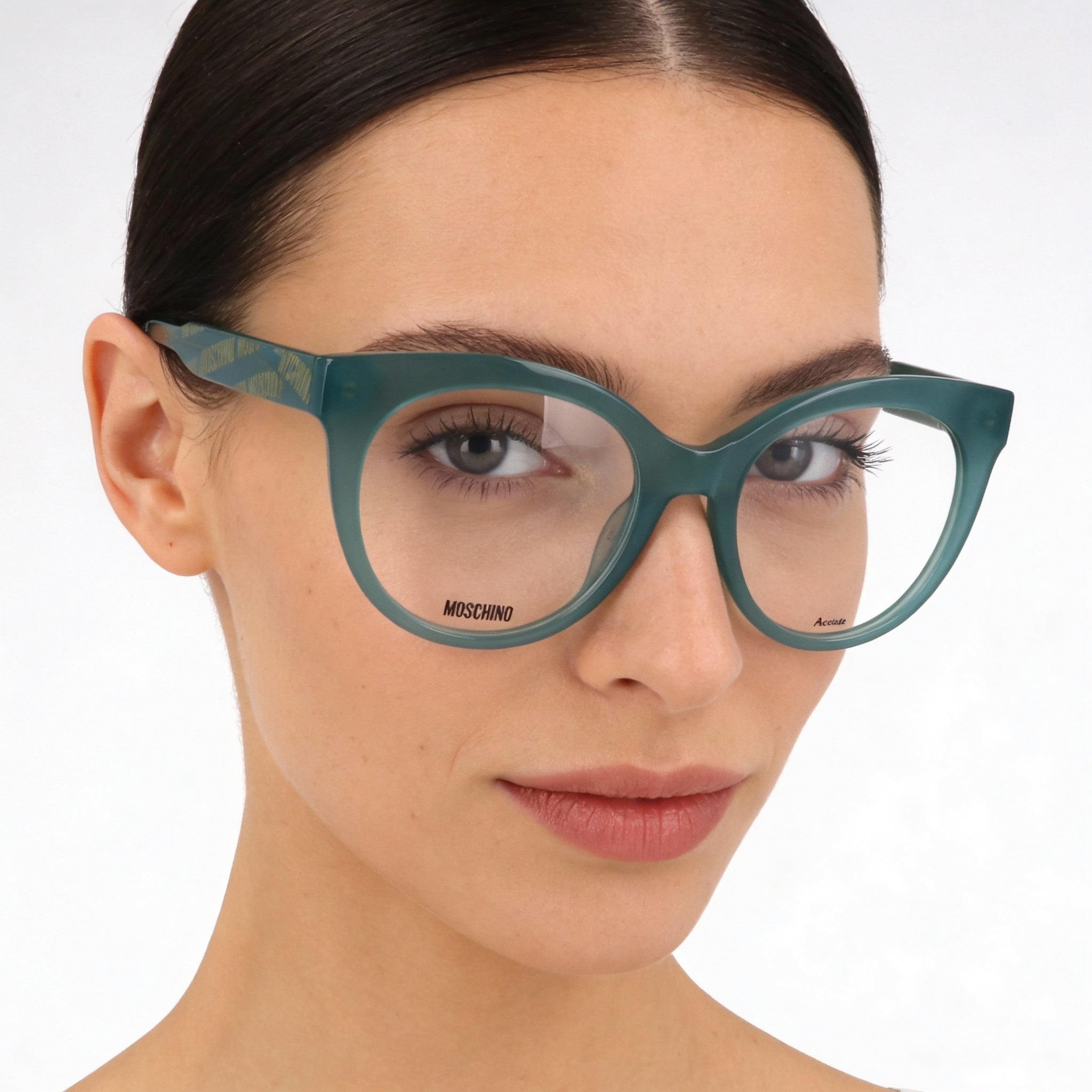 Gafas Moschino para mujer con montura de plástico verde moderna, ancho de lente: 51 mm, puente: 19 mm, patilla: 140 mm, Photo 5