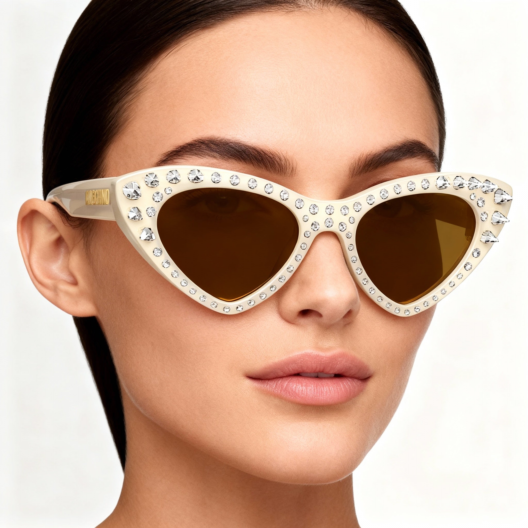 Moschino Classic Women's Acetate Non-Polarized UV Protection Sunglasses 52-18-140 Ivory Brown, Photo 4