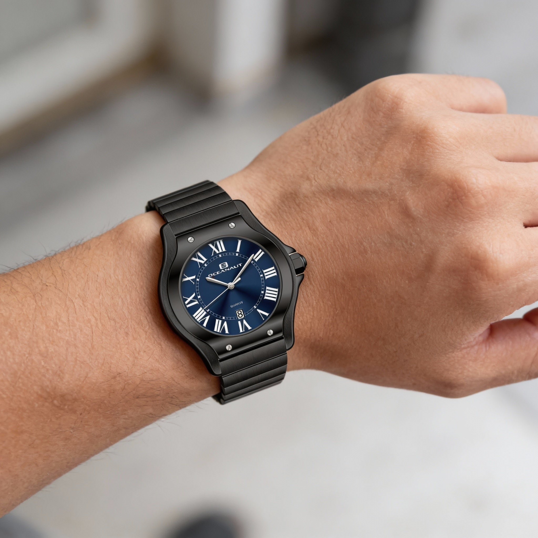 Reloj Oceanaut para hombre con movimiento de cuarzo, esfera azul, acero inoxidable, resistente al agua y a los arañazos., Photo 5