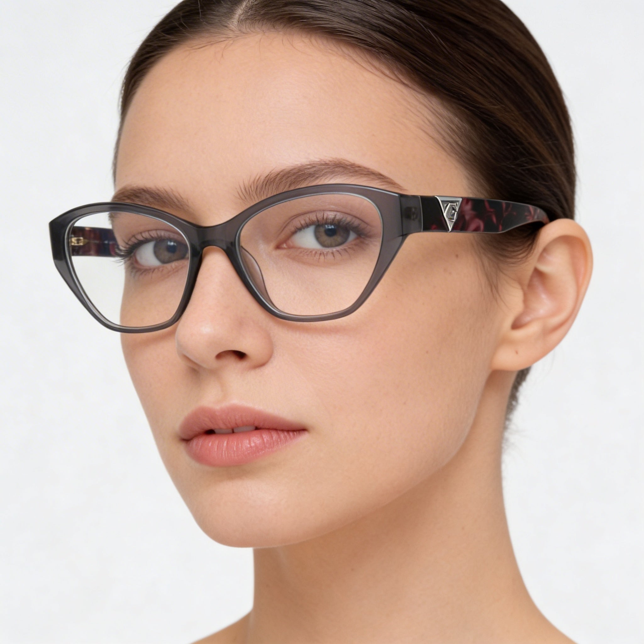 Gafas GUESS de mujer a la moda con montura gris brillante y lentes de policarbonato no polarizadas, tamaño 51-16-135, Photo 4