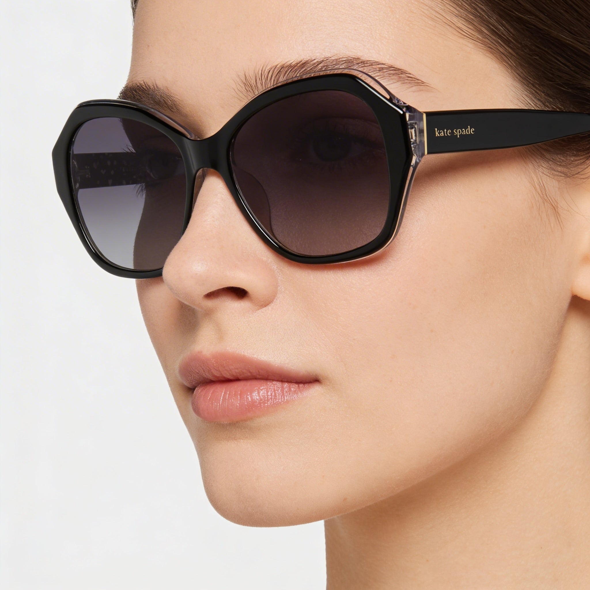 kate spade new york Lottie/G/S Gafas de sol para mujer de acetato negro polarizadas con cristales grises degradados 100 % protección UV 55 mm, Photo 4