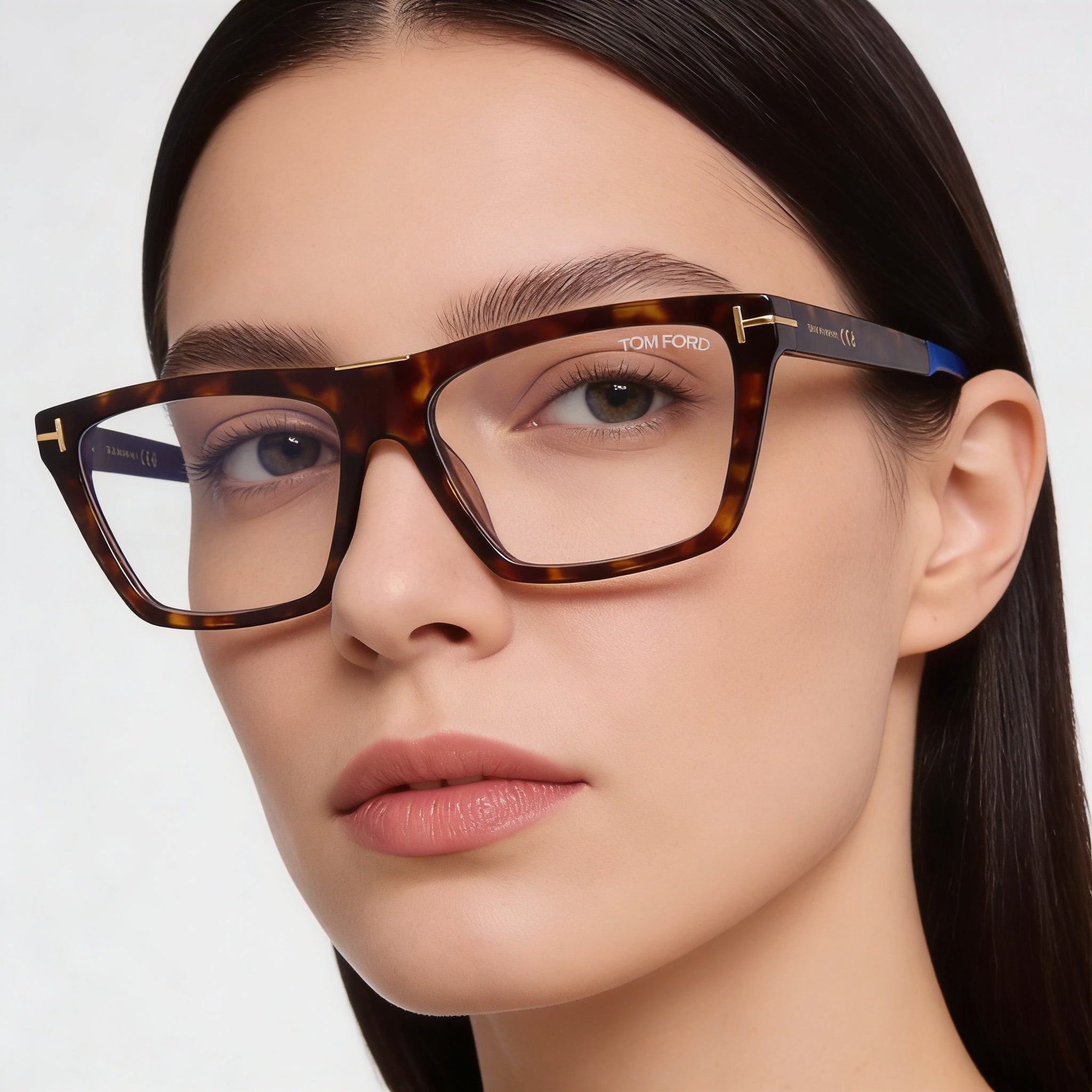 Tom Ford FT5912-B Women's Havana Browline Full-Rim Plastic Blue Light Block Eyeglasses 57mm, Photo 5