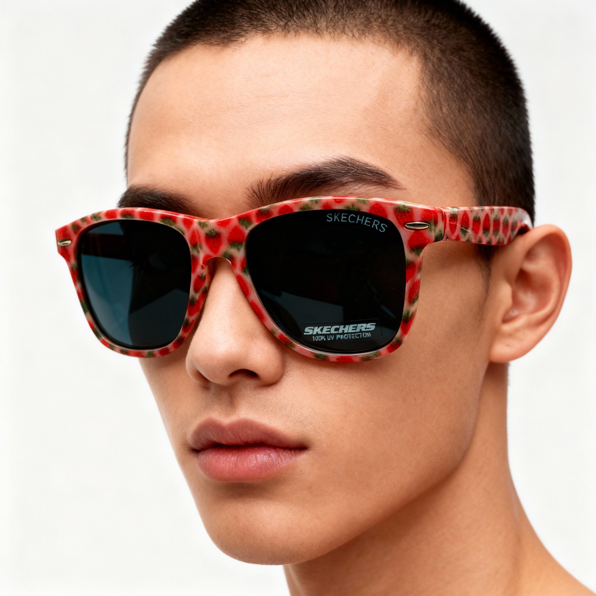 Skechers Rectangle Unisex Non-Polarized Strawberry Acetate Sunglasses with Black Lenses 54-20-140, Photo 3