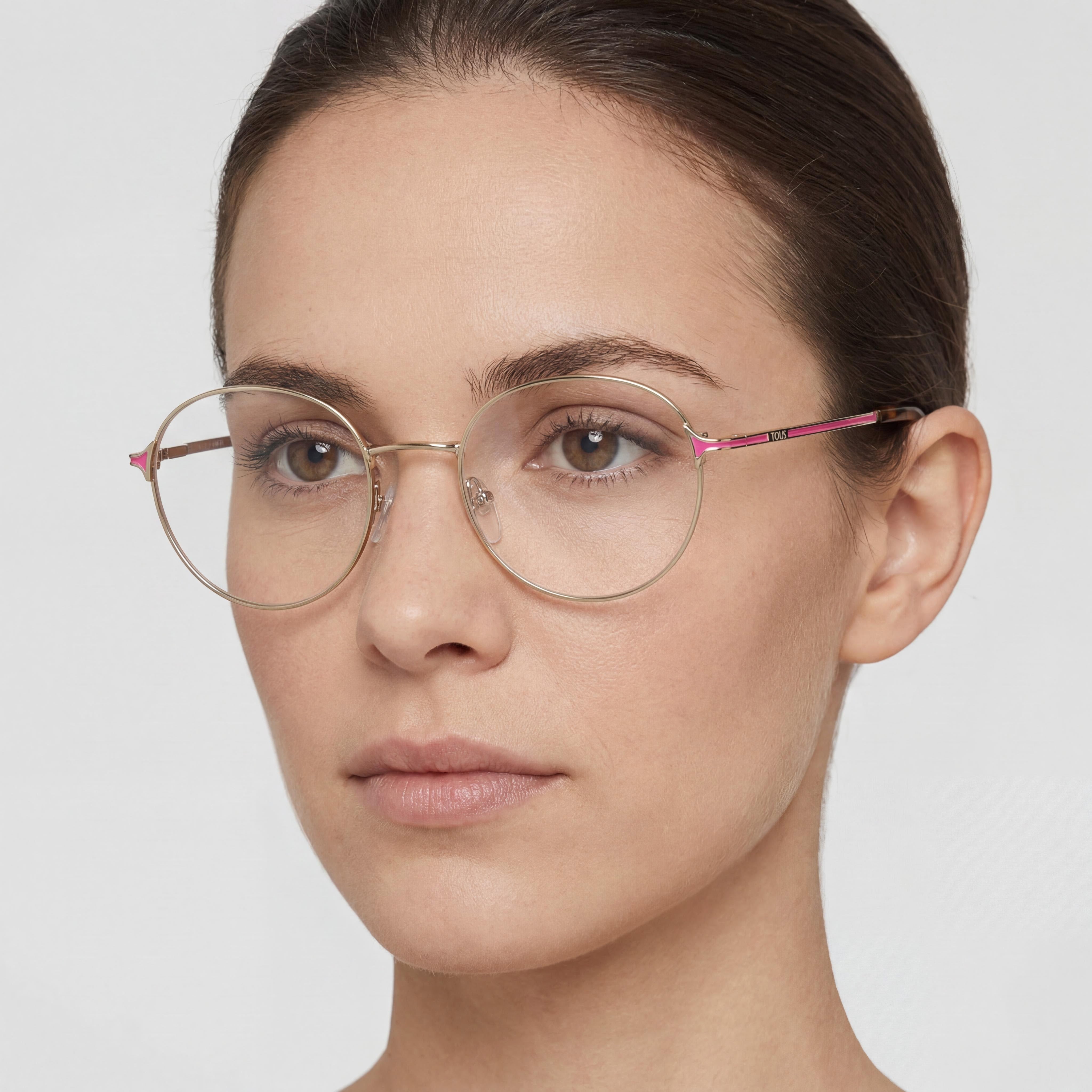 TOUS Classic Women's Light Gold Stainless Steel Optical Frames - Lens Width 51mm, Bridge 19mm, Temple Length 135mm, Photo 4