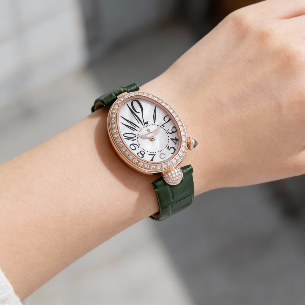 Christian Van Sant Women's Florentine CV4296 White Stainless Steel Case, Leather Strap, Mother of Pearl Dial Watch
