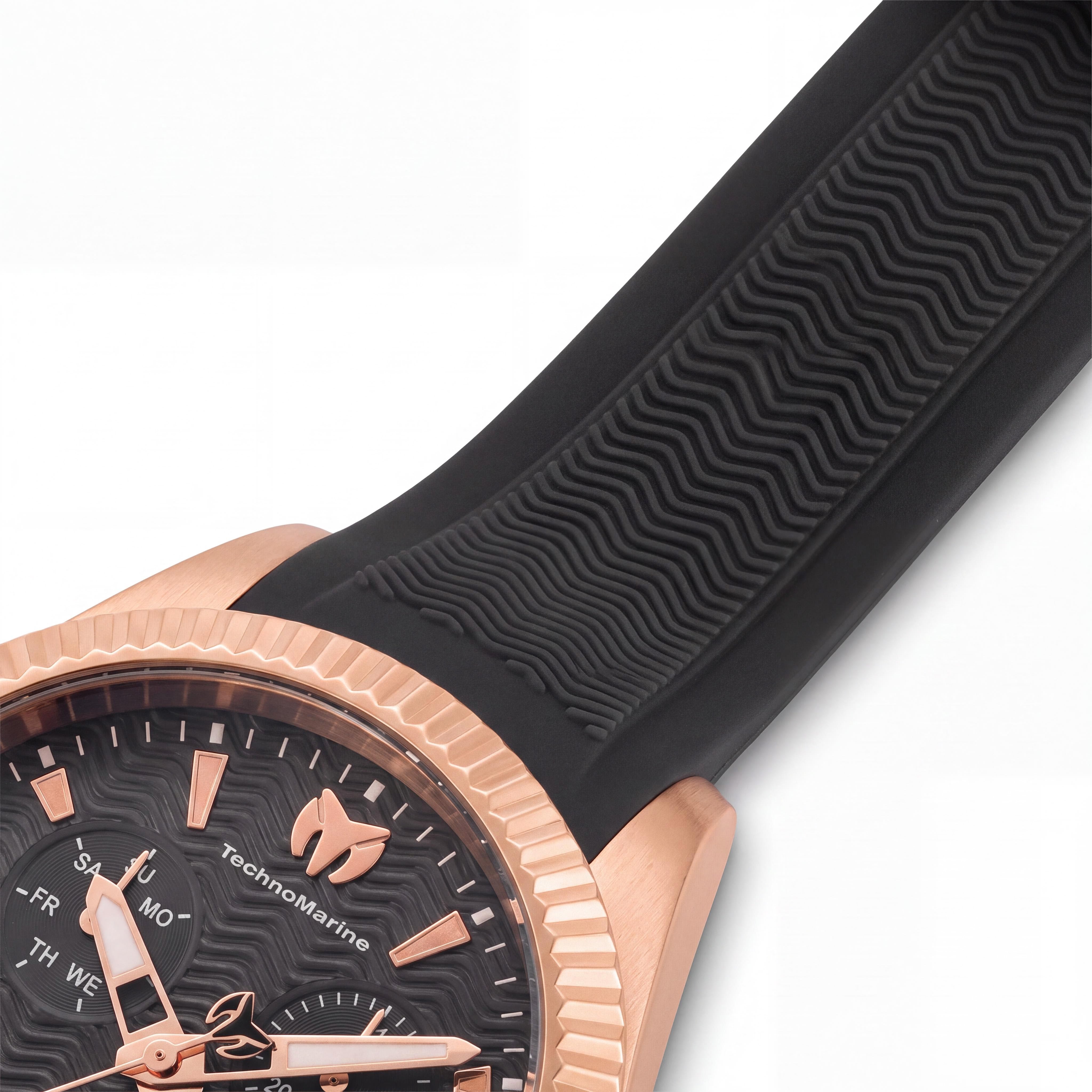 Reloj Technomarine para mujer con correa, esfera color carbón, correa de silicona y acero inoxidable tono oro rosa, luminoso, 38 mm, Photo 2
