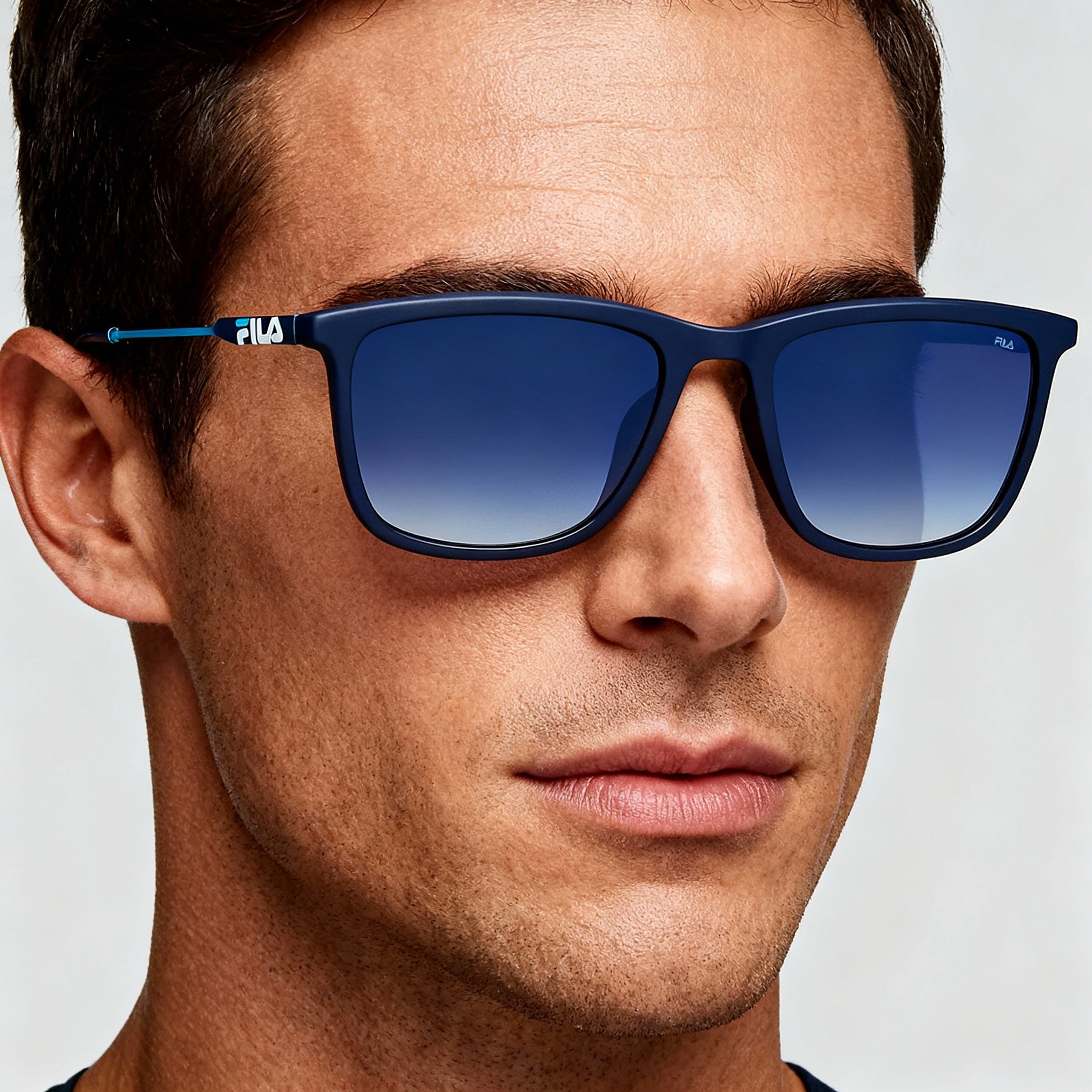 Fila Casual Men's Oil-Metal Eyewear, Matt Night Blue Frame, Blue Gradient Non-Polarized Lenses, 55-18-145, Photo 4