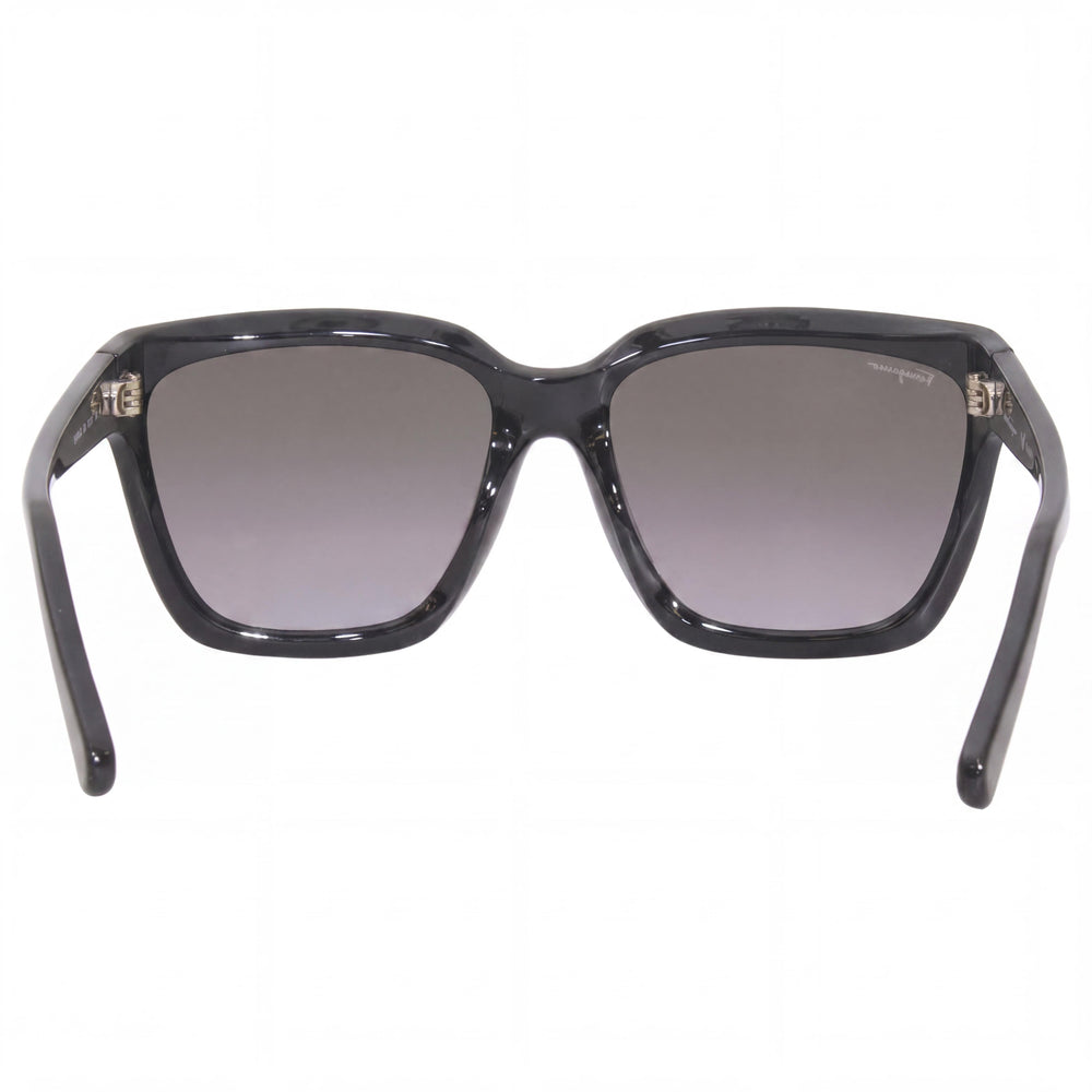 Ferragamo Classic Women's Shiny Black Acetate Frame Gradient Grey Lens Sunglasses 59mm