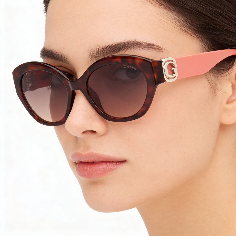 Gafas de sol Guess Gu00104 para mujer, color Havana oscuro, con montura inyectada, marrón degradado, protección UV, 56 mm