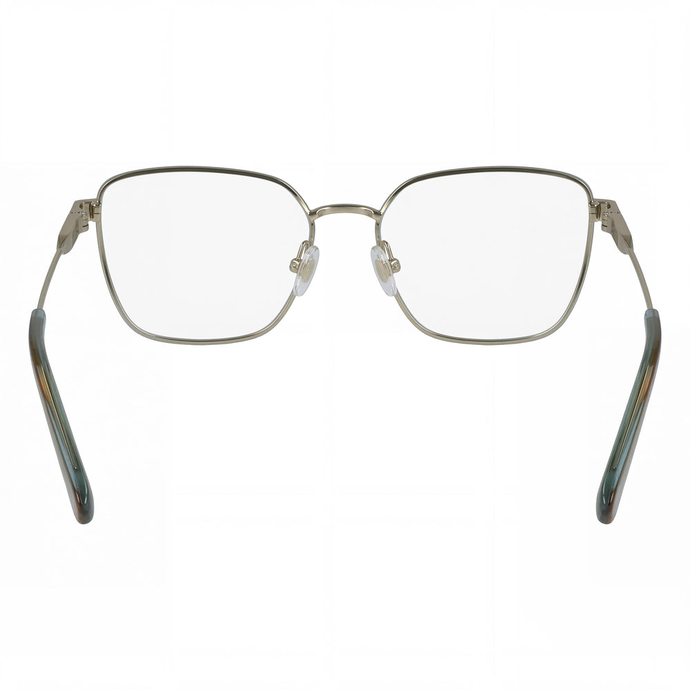 Longchamp LO2164 Rectangle Eyeglasses Men — side view, Gold Metal temples