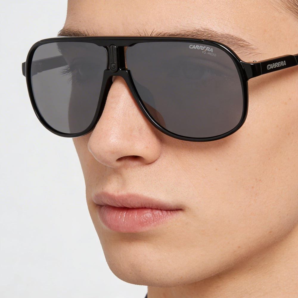 Carrera 1047/S Unisex Square Black Plastic Frame Polarized Grey Lenses UV Protection 62mm