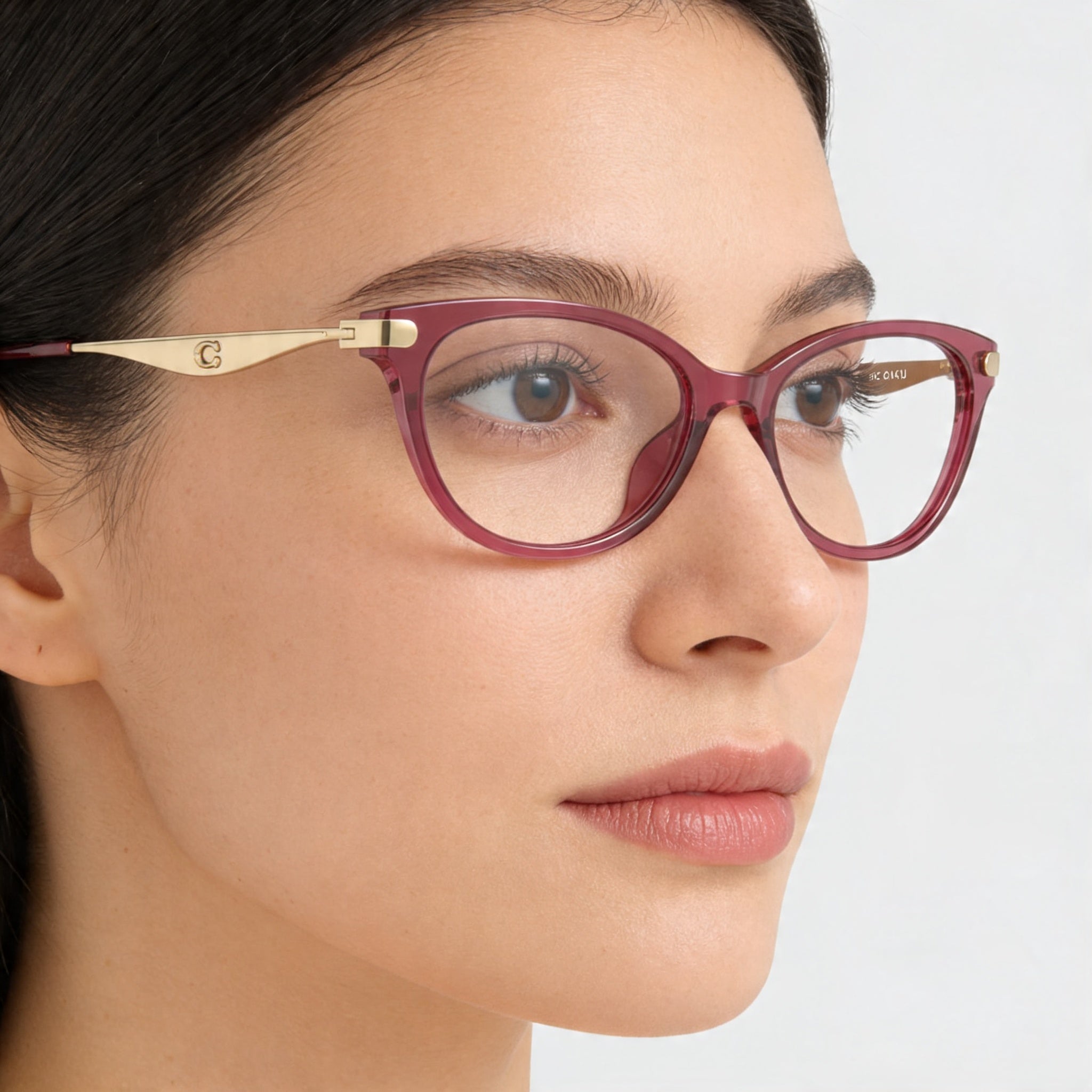 COACH Hc6245u Universal Fit Women's Transparent Burgundy Plastic Frame Eyeglasses with Polycarbonate Lens 53mm, Photo 4
