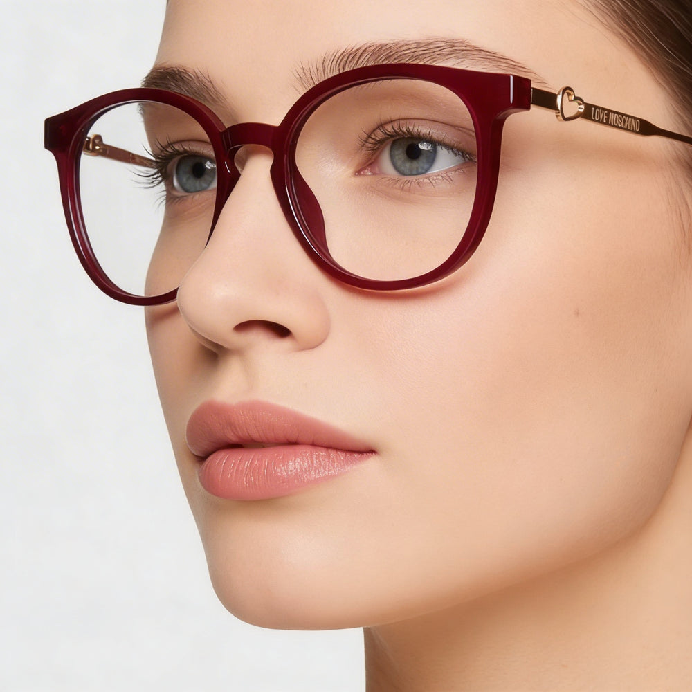 Love Moschino Modern Women's Red Acetate Frame Eyewear with 49mm Lens, 18mm Bridge, 135mm Temples