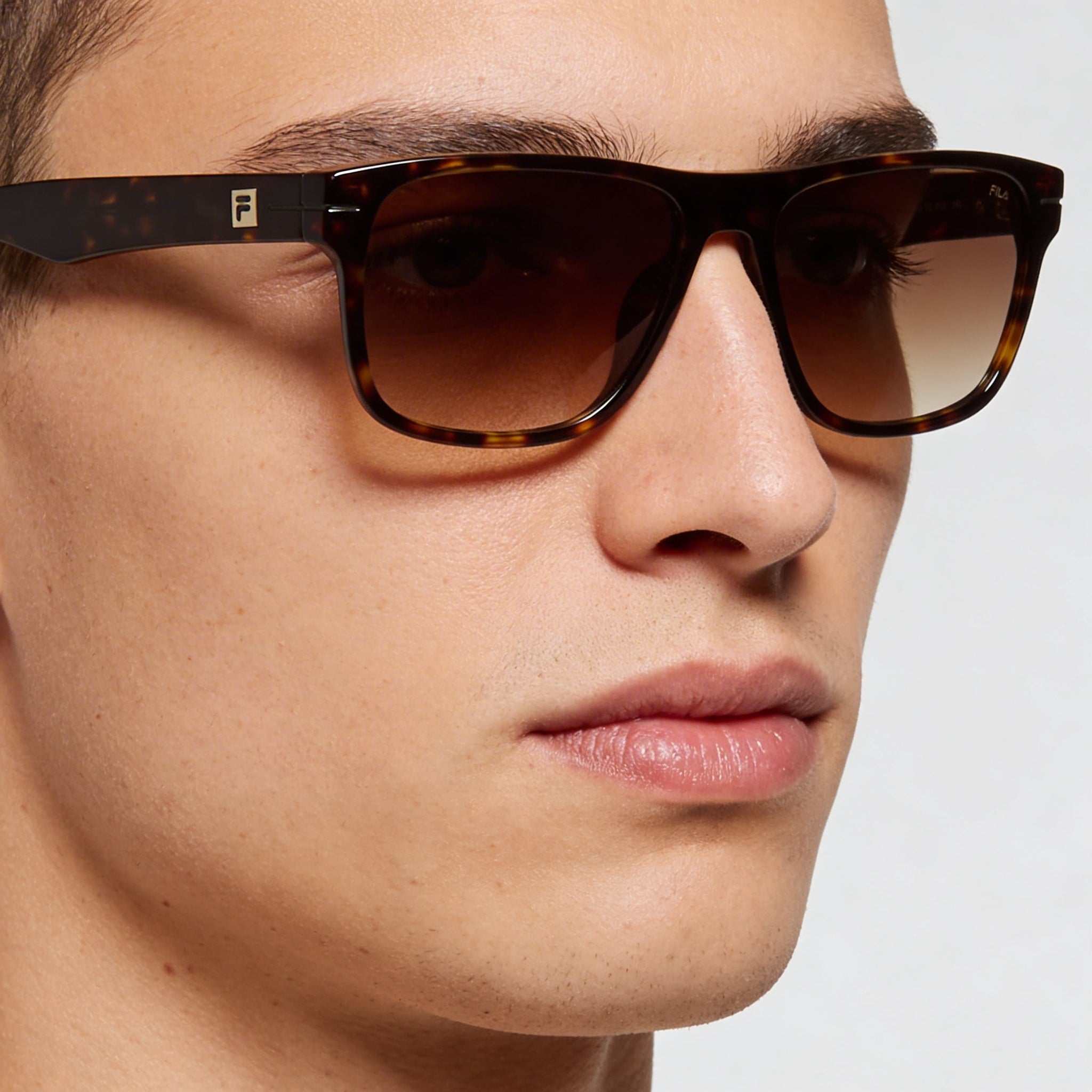 FILA Casual Men's Non-Polarized Acetate Sunglasses Shiny Dark Havana Frame, Brown Gradient Lenses 56mm, Photo 4