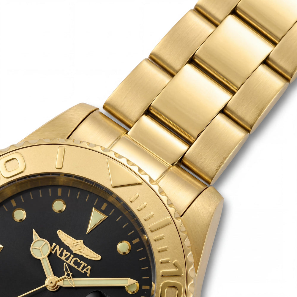 Invicta 29946 Pro Diver Reloj de Cuarzo para Hombre, Acero Inoxidable Tono Dorado, Esfera Negra 43mm, Resistencia al Agua 200M