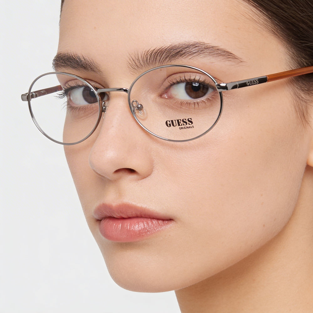 Guess GU8239 Unisex Metal Eyeglasses with Shiny Gunmetal Frame, 55mm, non- DEMO LENSES