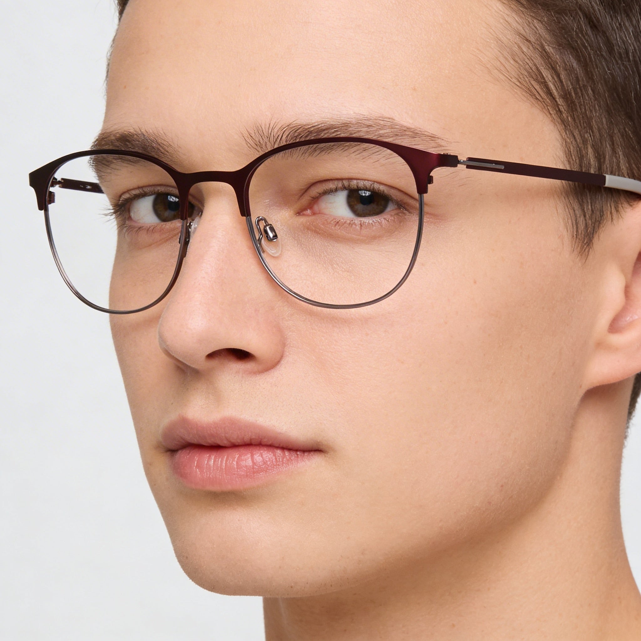 Flexon E1142 Unisex Metal Frame Eyeglasses Matte Midnight Plum Lens 51mm Bridge 20mm Temples 145mm, Photo 5