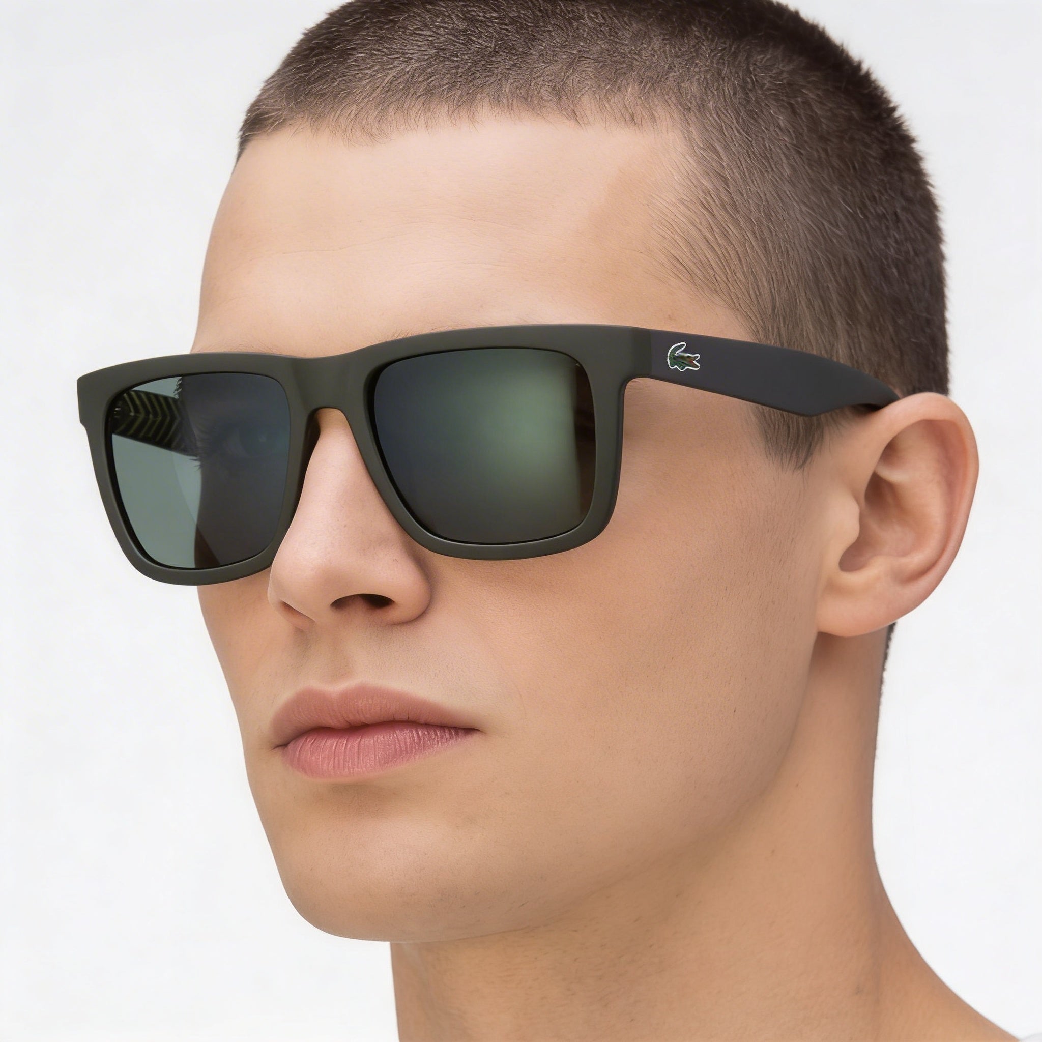 Gafas de sol Lacoste L750s de hombre, plástico verde militar mate, lentes grises no polarizadas, protección UV, 54 mm, Photo 5