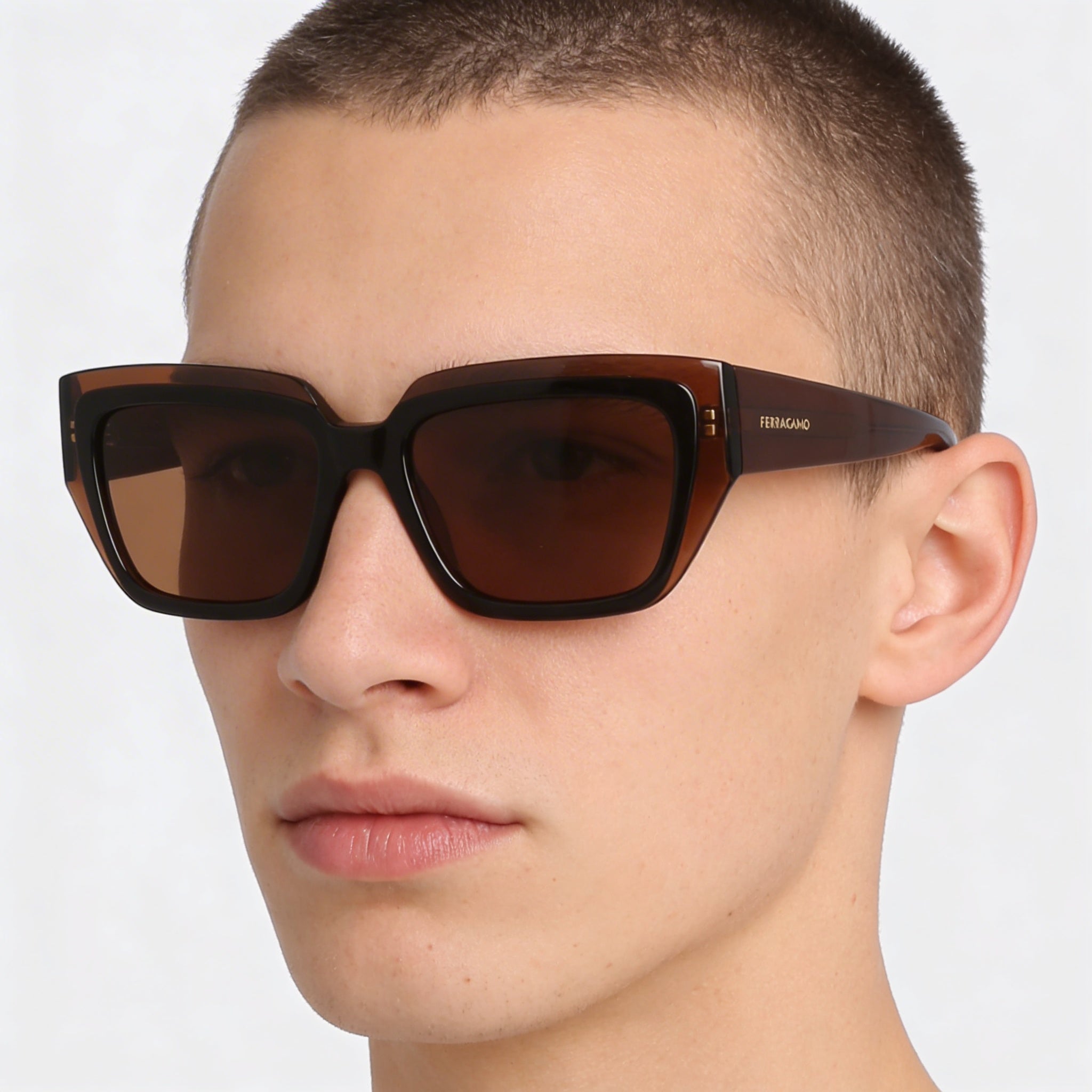 Ferragamo Sf2002s Unisex Plastic Frame Transparent Brown Lenses with UV Protection 55mm, Photo 5