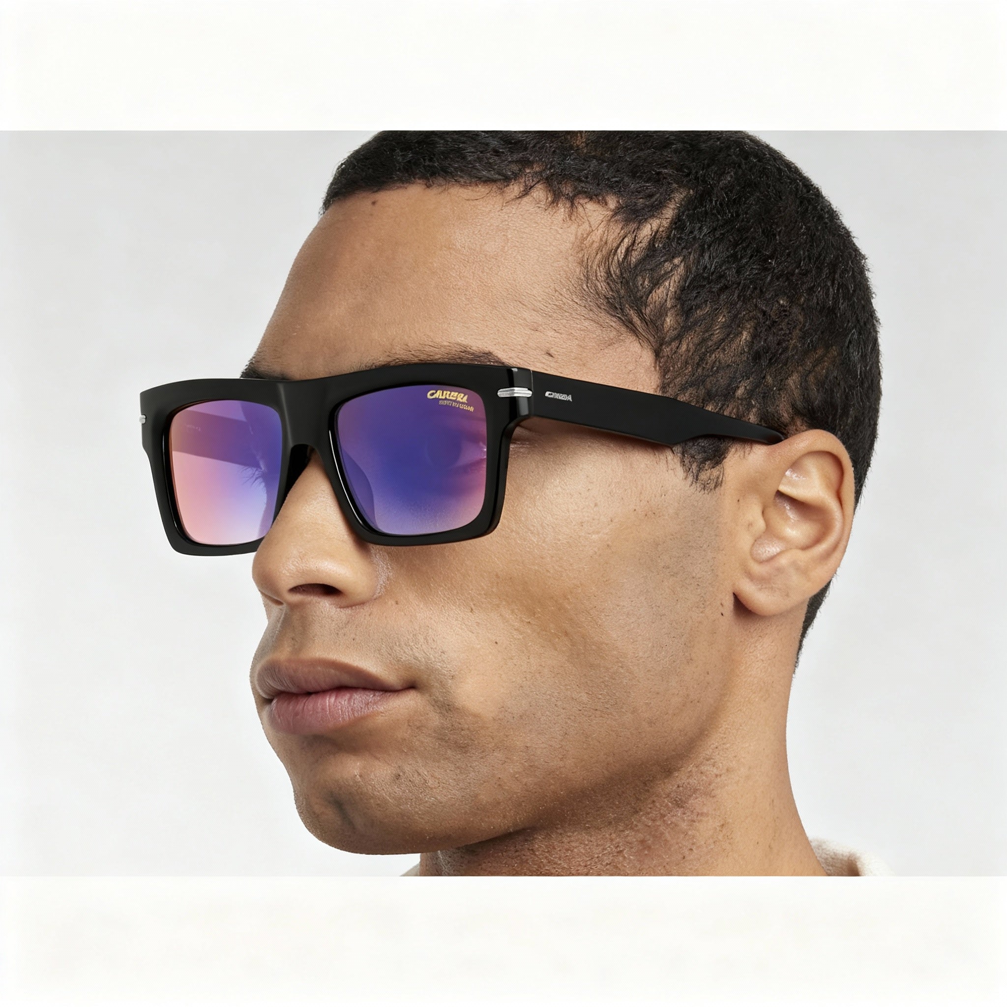 Gafas de sol unisex Carrera 305/S de plástico no polarizadas, montura negra con degradado azul y rojo, lentes con degradado azul y rojo, 54-17-150, Photo 3