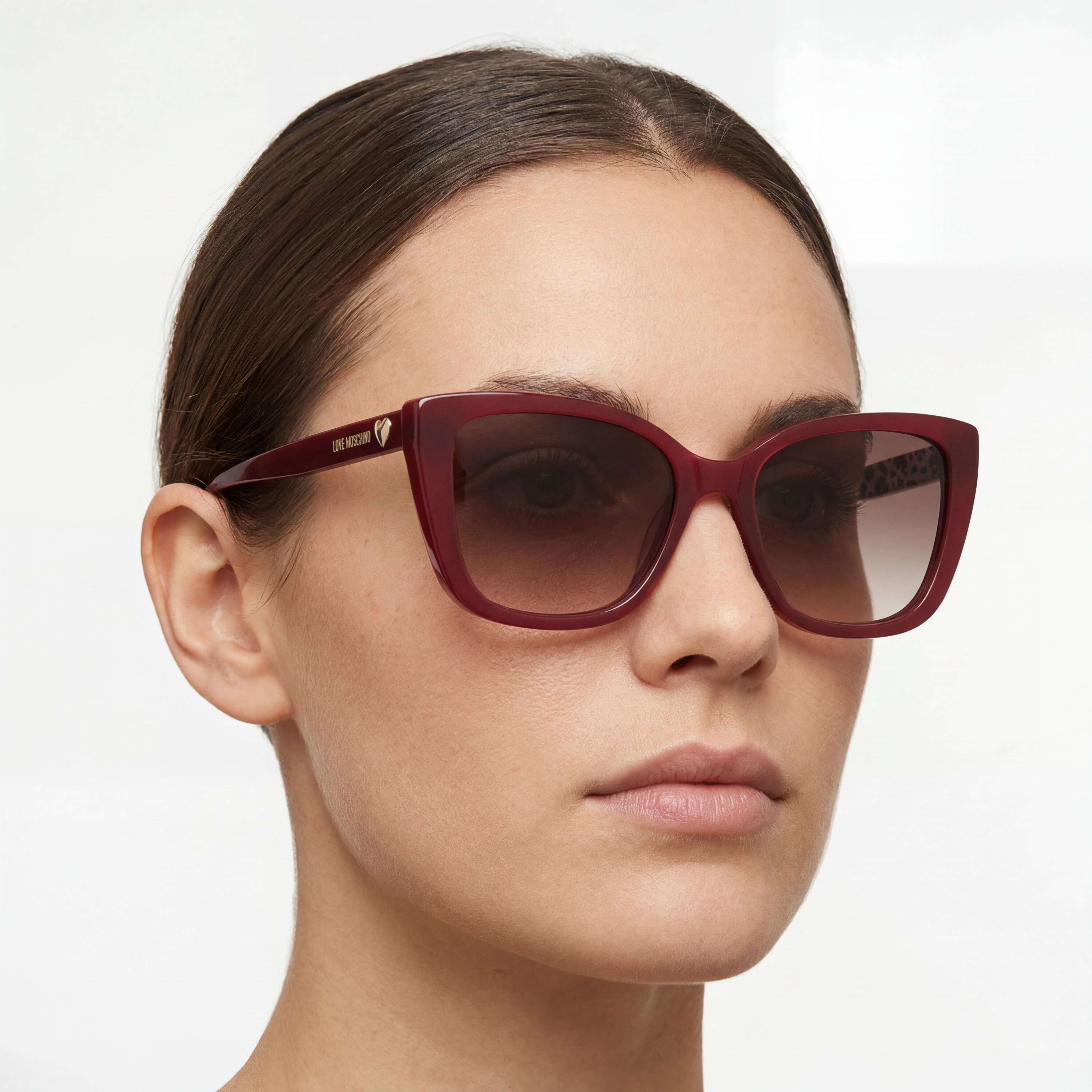Gafas de sol Love Moschino casual de acetato rojo estampado para mujer con lentes marrones sombreadas UV 400, 54 mm, Photo 5