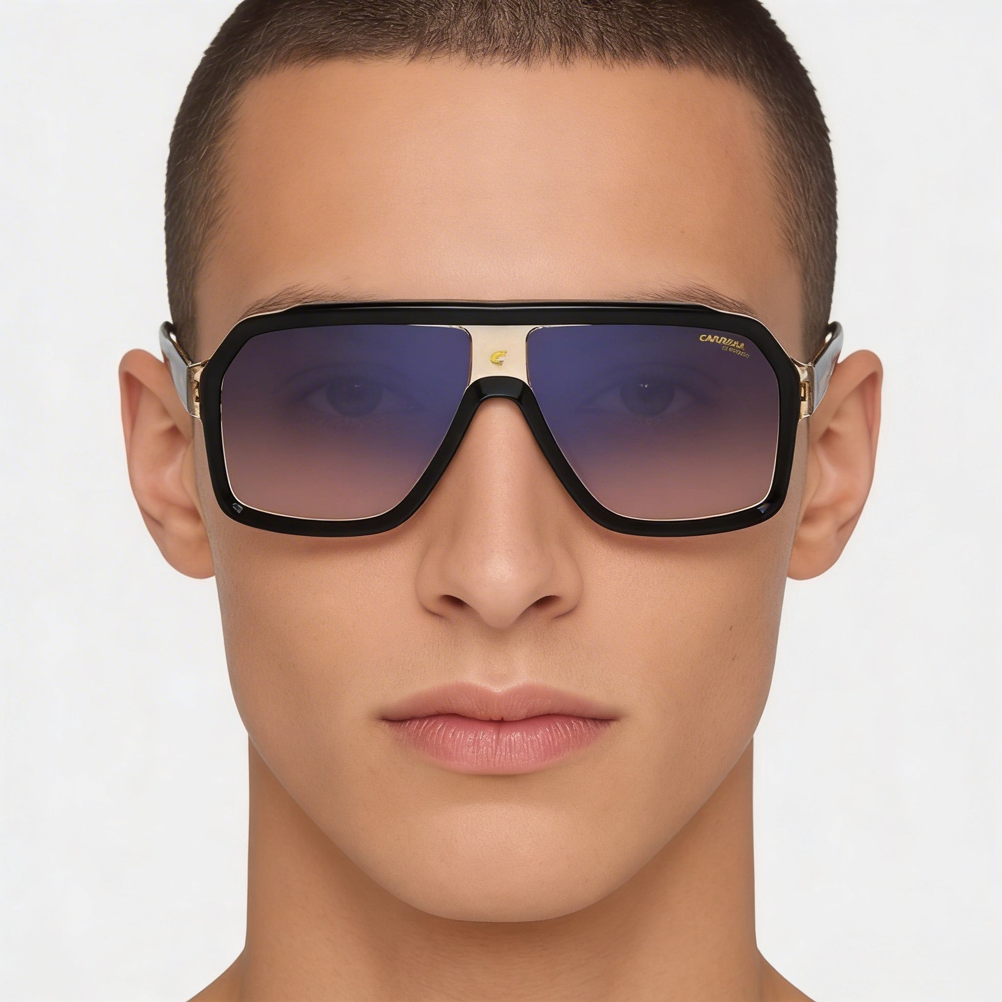 Carrera Classic Unisex Acetate Gradient UV Protection Sunglasses Black Beige Brown Shaded Blue Mirror 60mm, Photo 4
