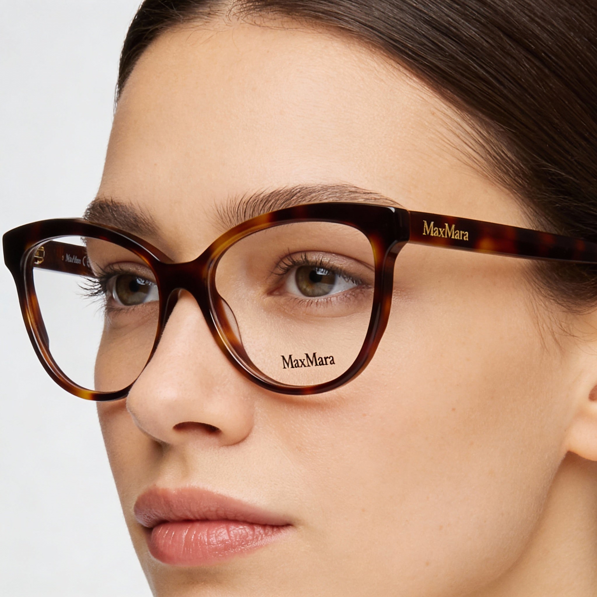 Gafas de sol MaxMara MM5093 para mujer, estilo casual, con lentes transparentes, montura de acetato color rubio habana, 54-15-140 mm, Photo 4