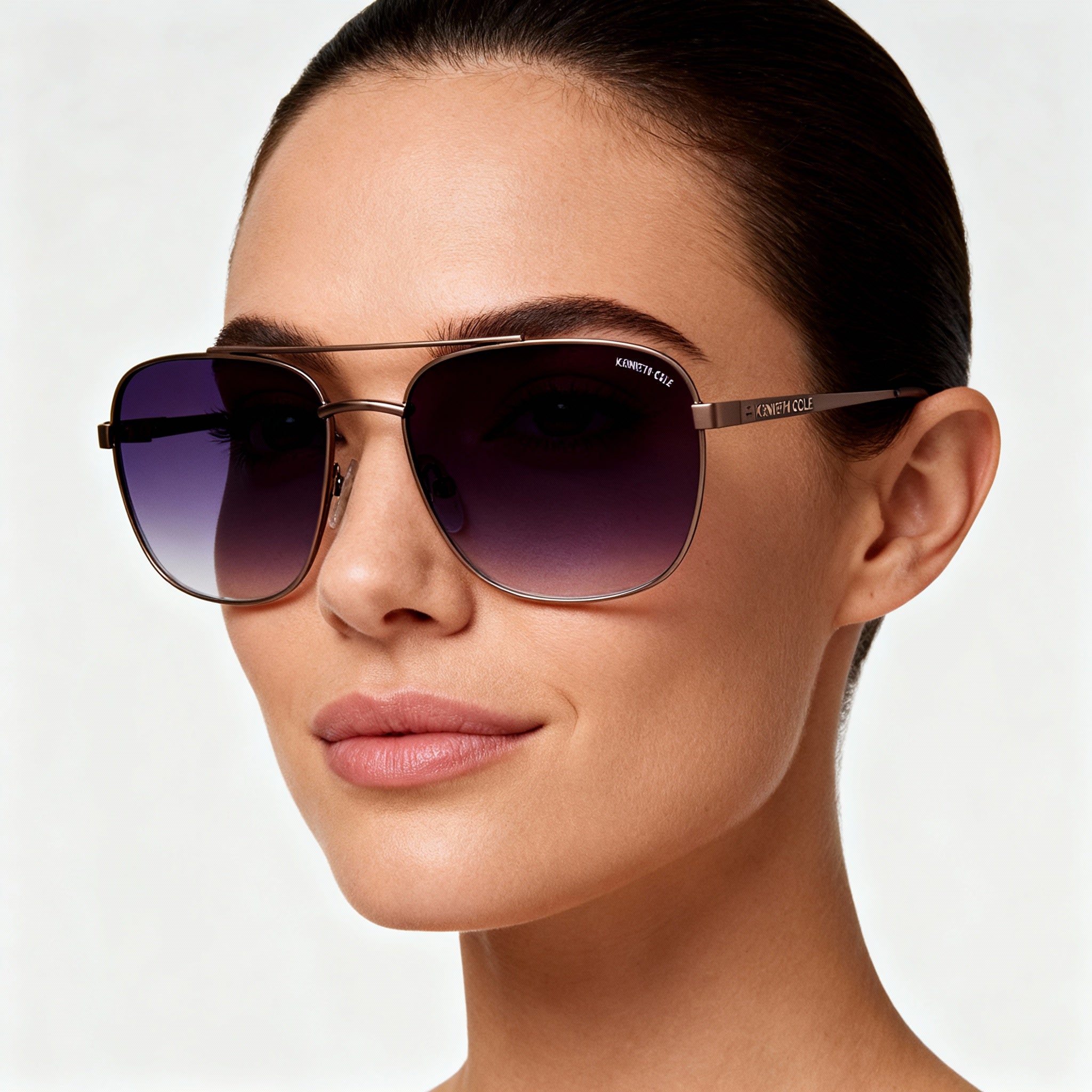 Kenneth Cole New York Kc5906b Women's Non-Polarized Metal Frame Sunglasses, Shiny Dark Nickeltin Frame, Gradient Smoke Lens, 59mm, Photo 3