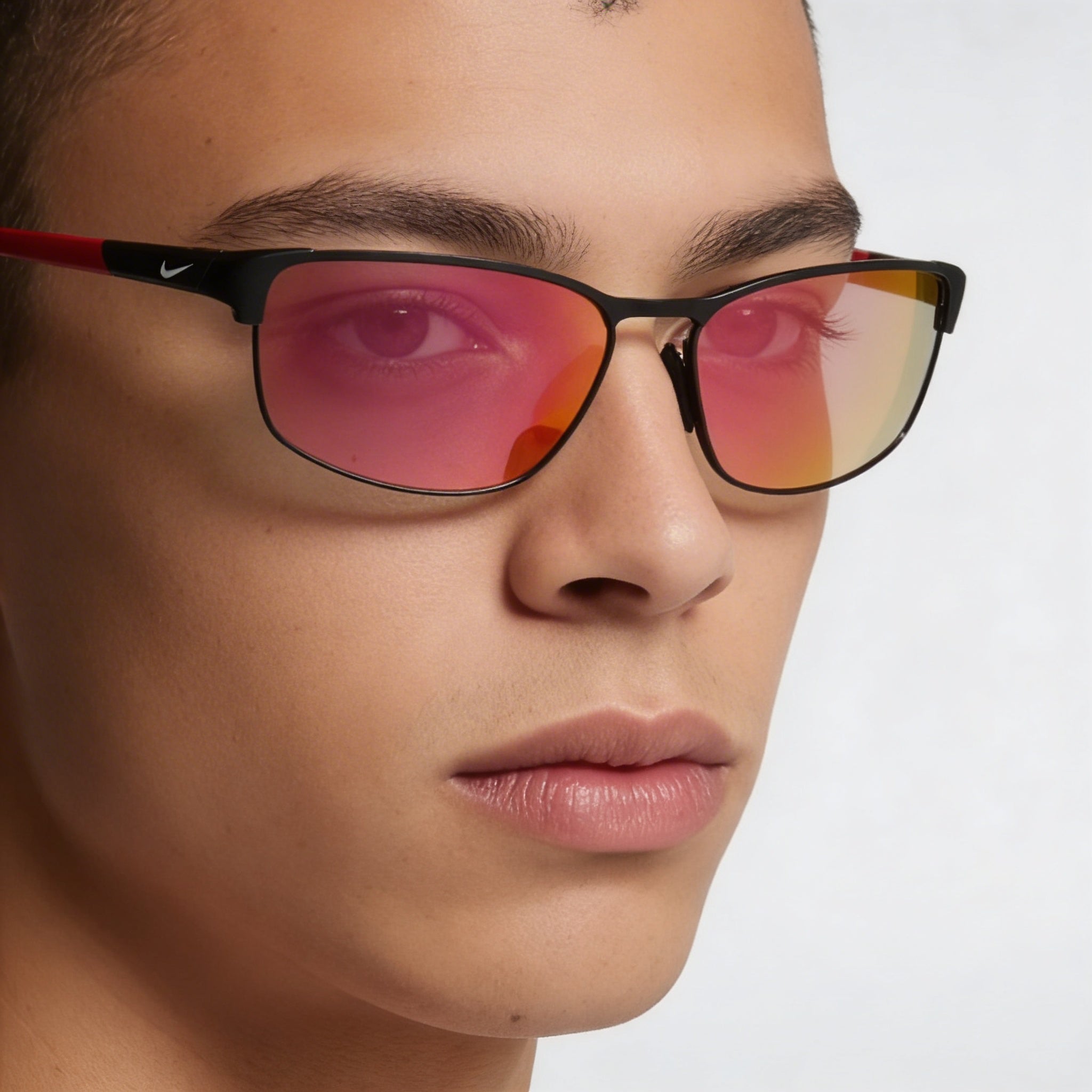Nike Modern Metal M Unisex Sport Sunglasses, Satin Black Red Mirror, Alloy Steel, UV Protection, 58mm, Photo 5