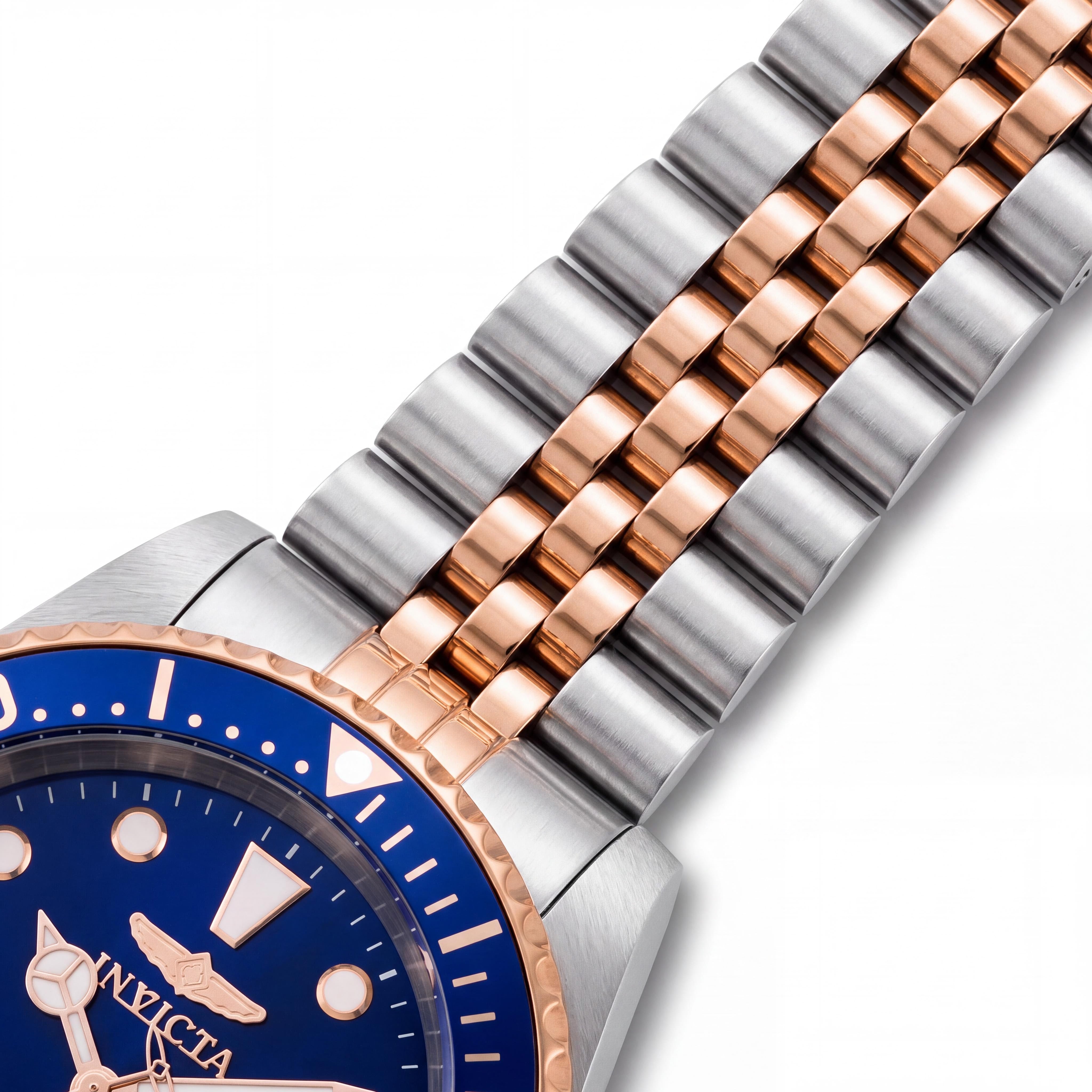 Invicta Men's Pro Diver Automatic Watch, Two-Tone Rose Gold Stainless Steel Case, Blue Dial, 42mm, Photo 3