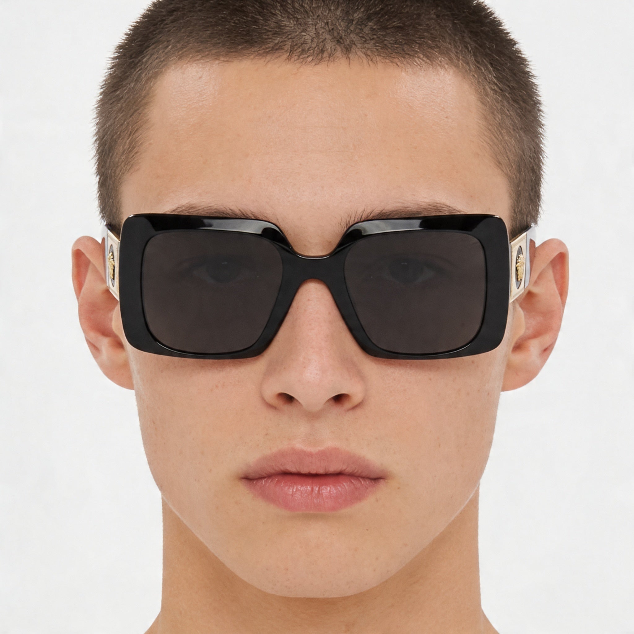 Versace Classic Unisex Plastic Non-Polarized UV Protected Sunglasses, Black Dark Grey/Grey Lens 54mm, Photo 4