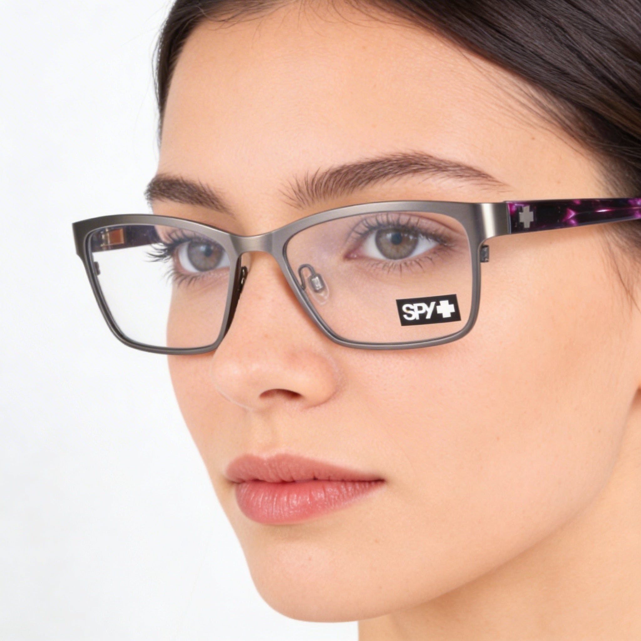 Spy Classic Women's Composite Eyeglasses Brushed Gunmetal Purple Camo Tortoise Clear Non- Demo 52mm, Photo 4