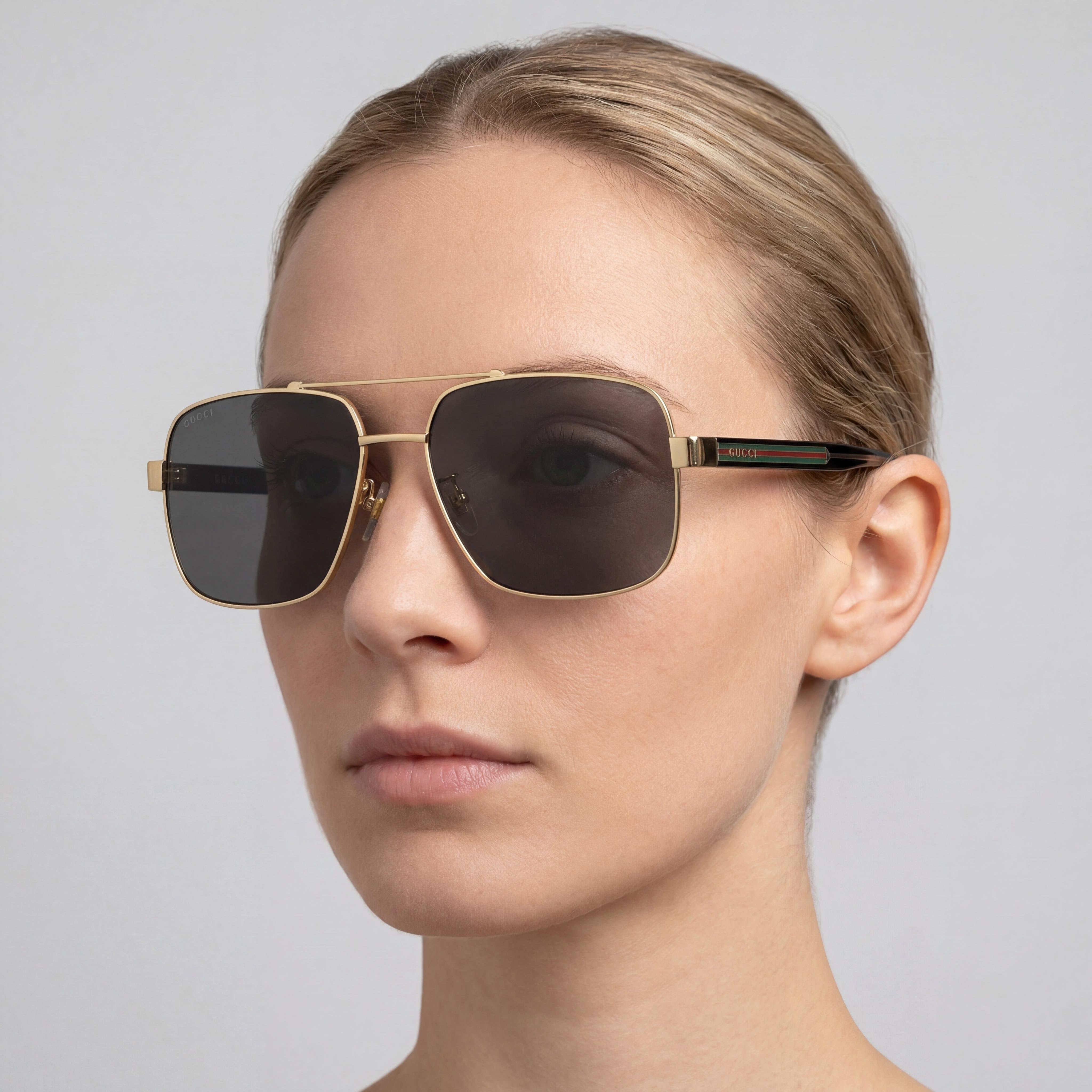 Gafas de sol Gucci Gg0529s-001-60 para mujer, color dorado Endura brillante, de plástico gris degradado, con protección UV, 60 mm, Photo 3