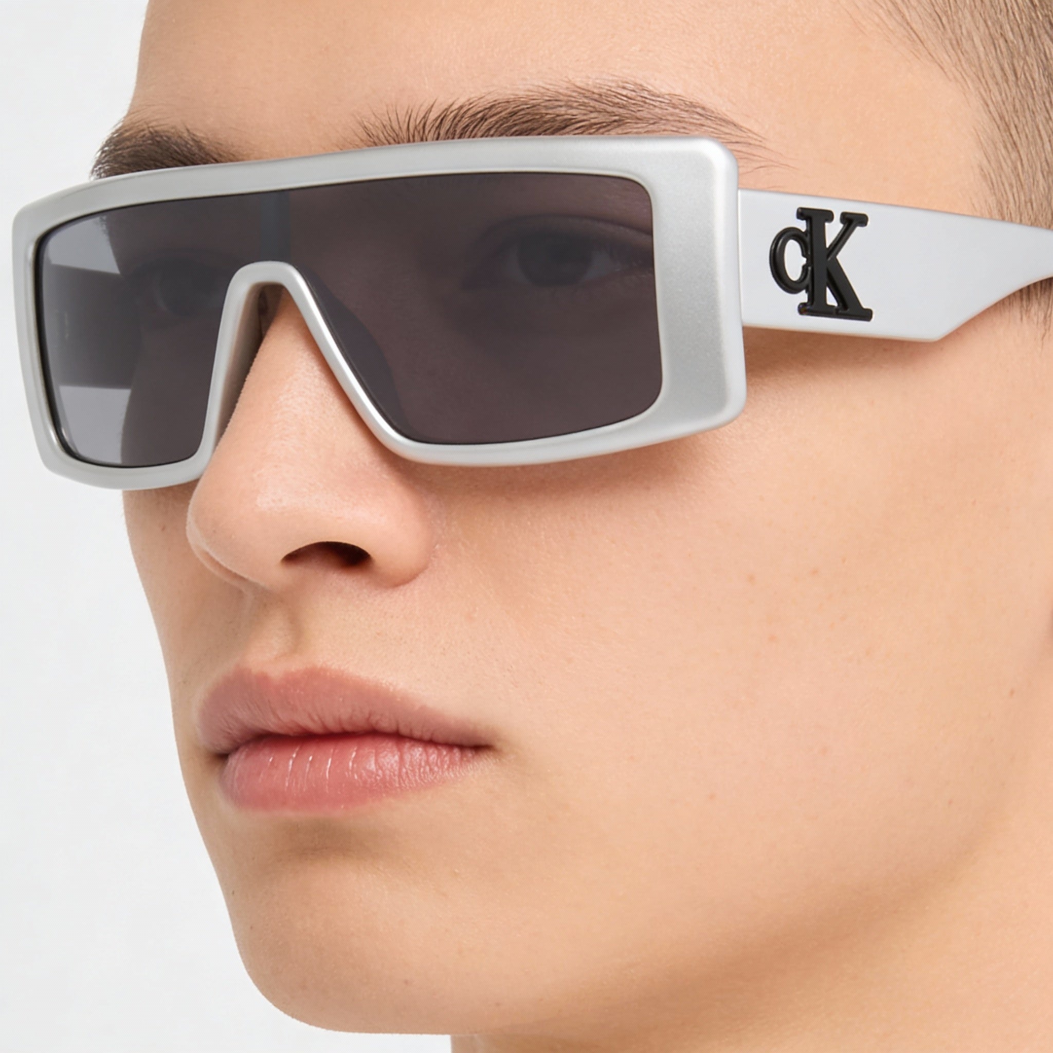 Calvin Klein Ckj23655s Unisex Silver Plastic Solid Grey Silver TRITAN RENEW UV Protected Non-Polarized 57mm Sunglasses, Photo 5