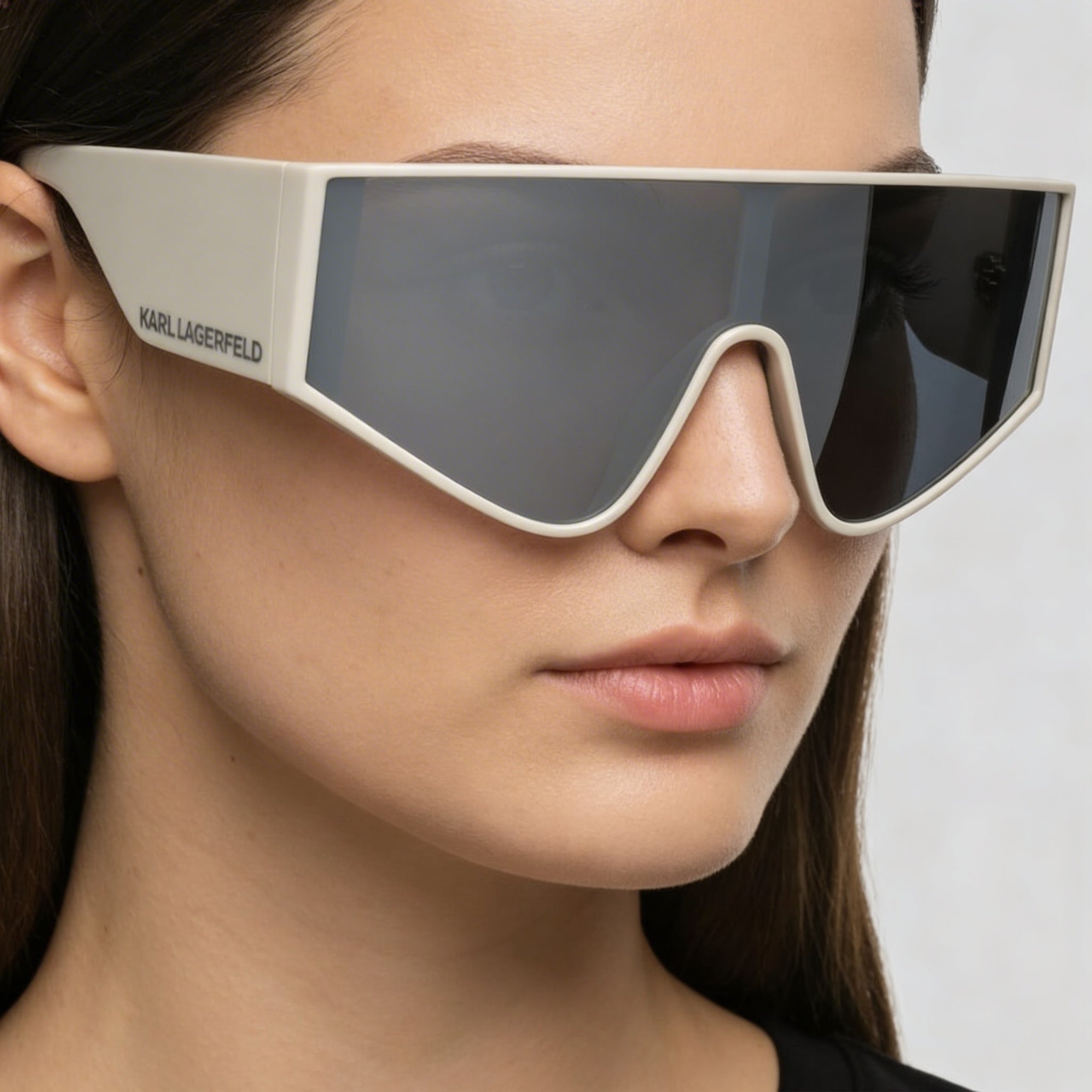 Gafas de sol de acetato Karl Lagerfeld para mujer, diseño de máscara, lentes azul grisáceo, protección 100 % UV 400, 65-19-140 mm, Photo 5