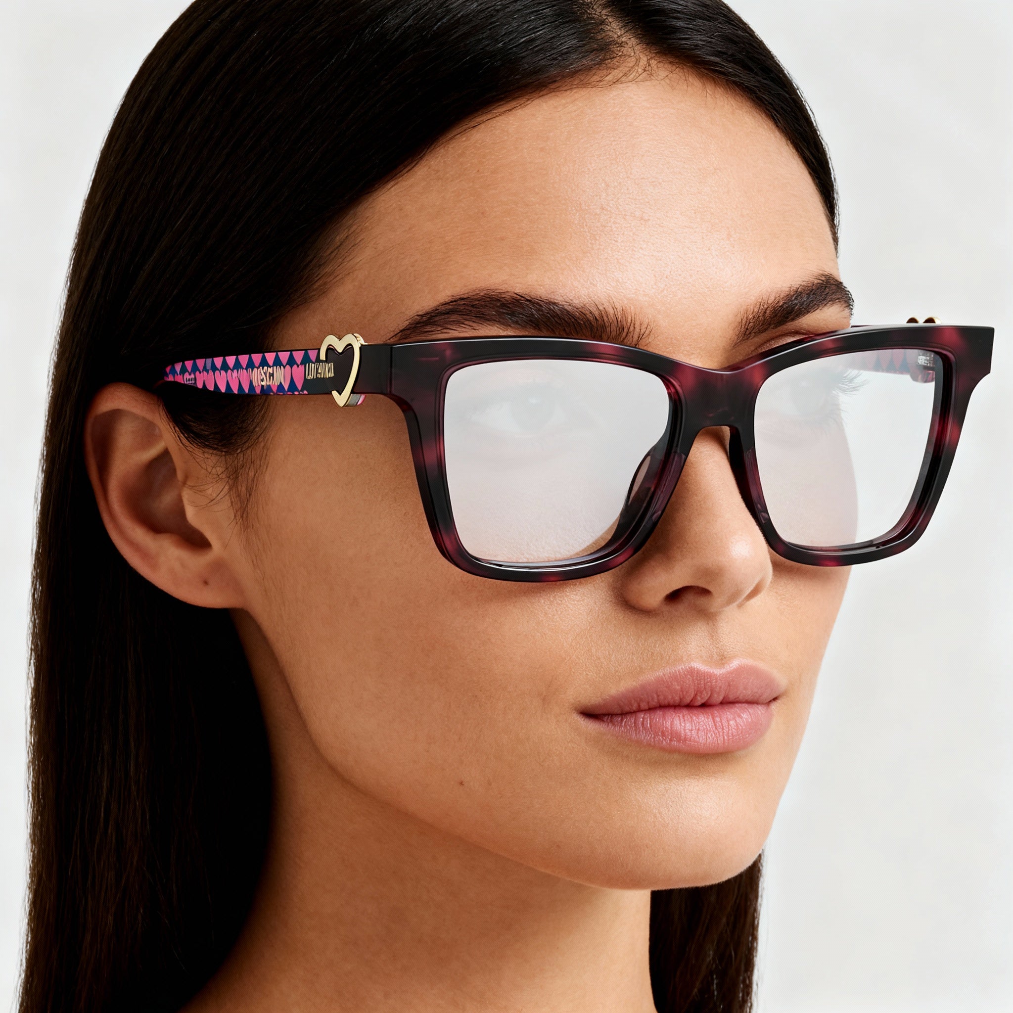 Love Moschino Women's Rectangular / Square Acetate Full-Rim Multicolored Eyeglass Frame 52mm, Photo 4
