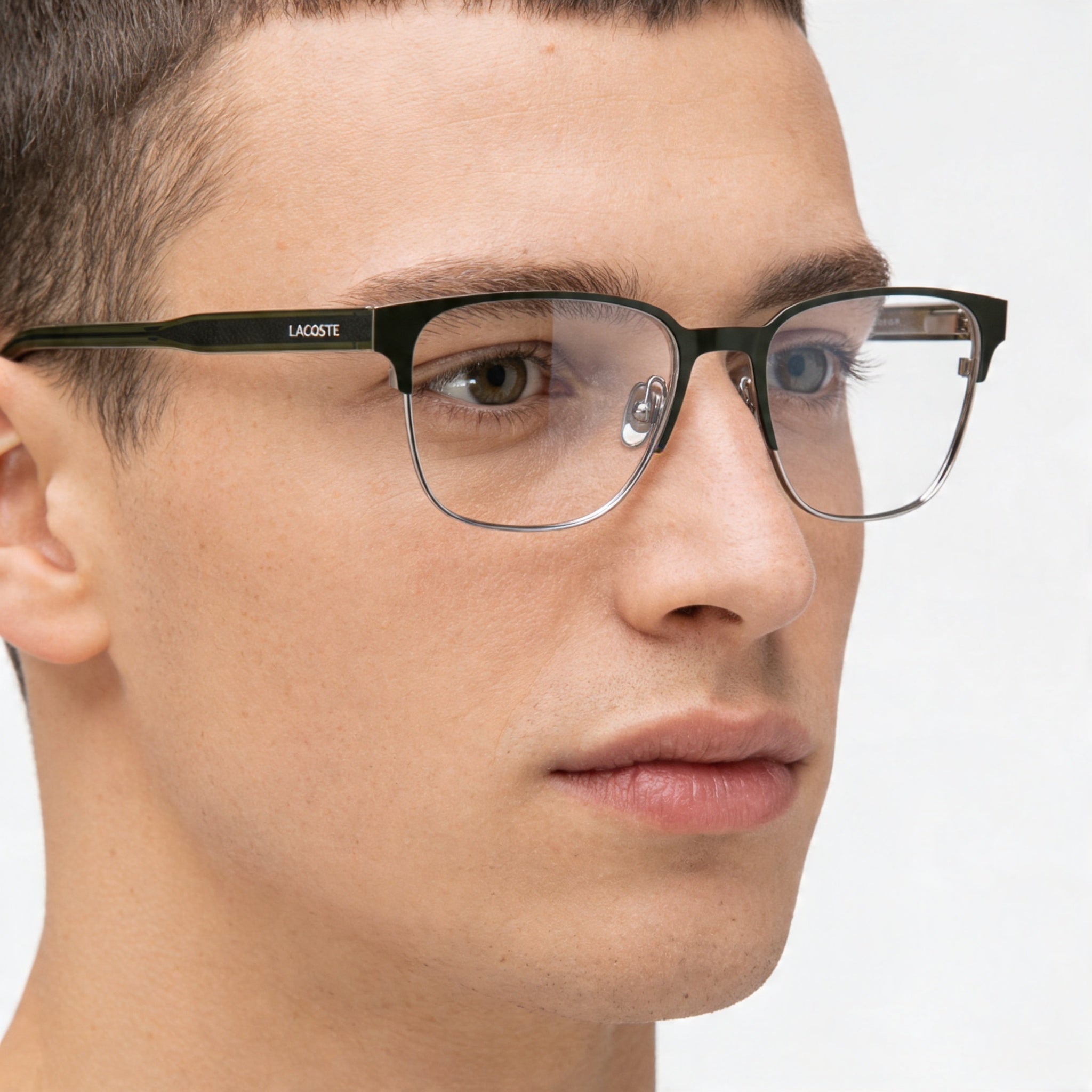 Lacoste Casual Men’s Matte Khaki Eyeglasses with Transparent Plastic Lenses 53-18-145, Photo 4