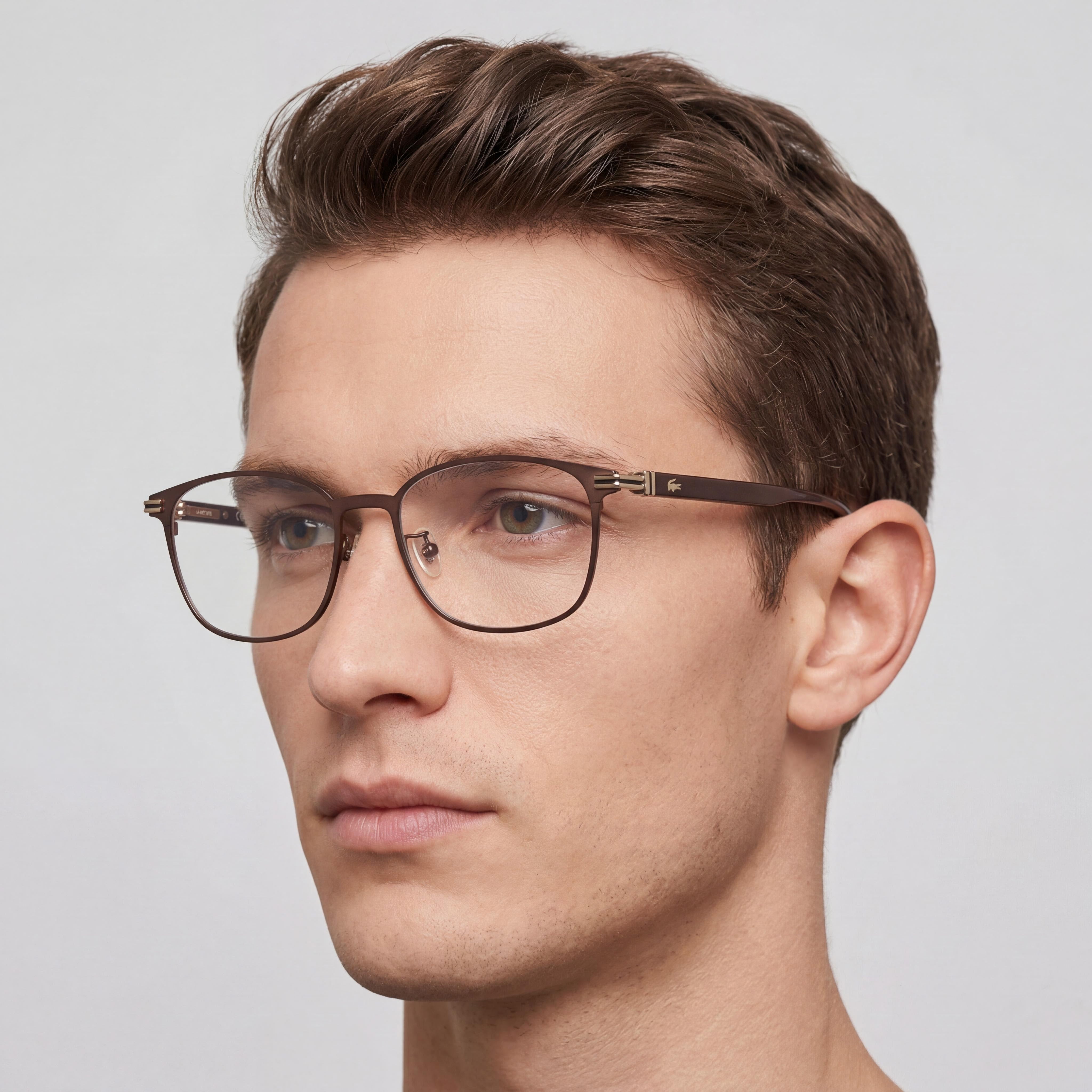 Lacoste L2530lb Unisex Satin Brown Polycarbonate Eyeglasses with 52mm Lens Width, 18mm Bridge, 145mm Temples, Photo 4