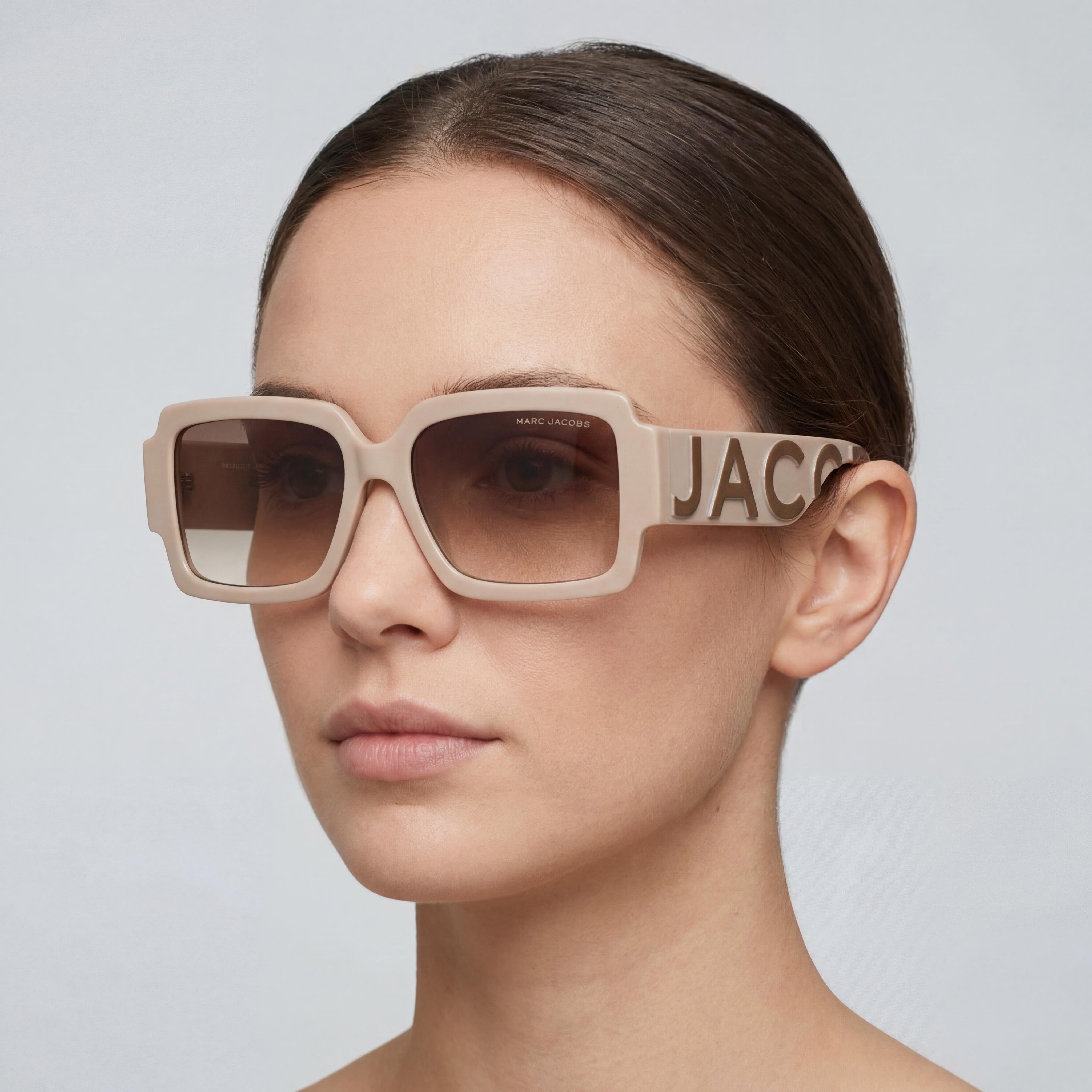 Gafas de sol Marc Jacobs MARC 693/S para mujer, de acetato nude marrón, rectangulares, con protección UV y cristales marrones degradados de 55mm, Photo 5